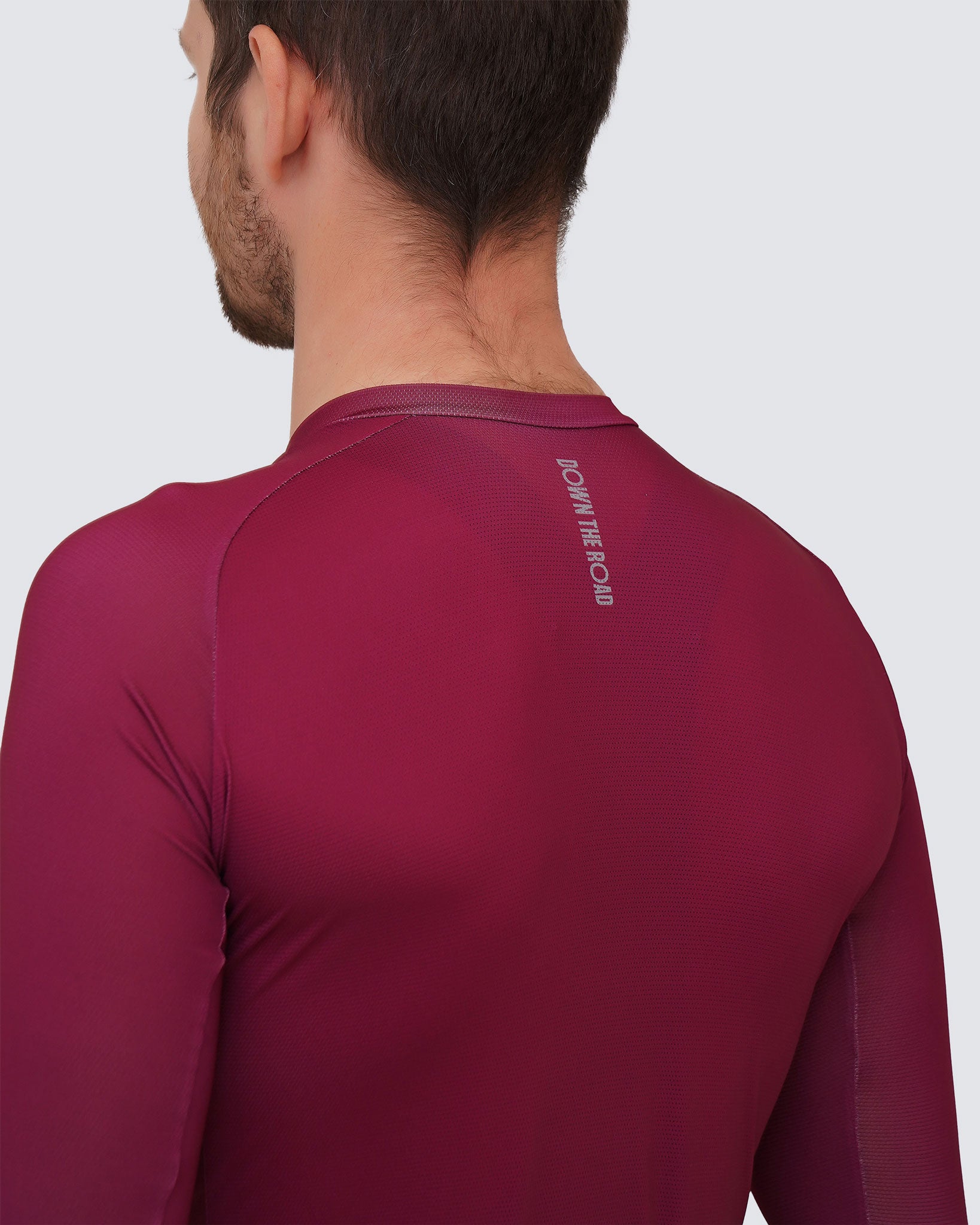 Italian plum men long sleeve jersey back close up
