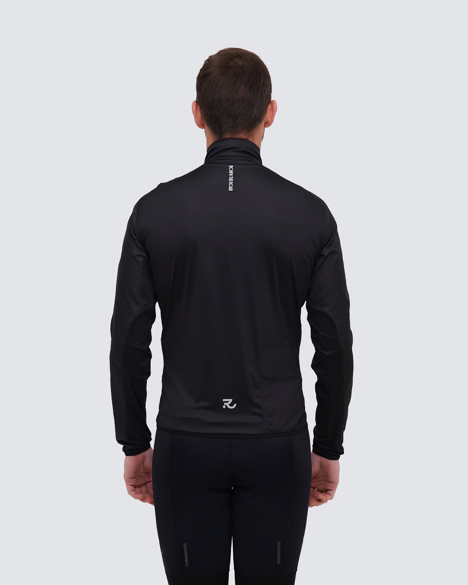 Racing black Men cycling windbreaker back view