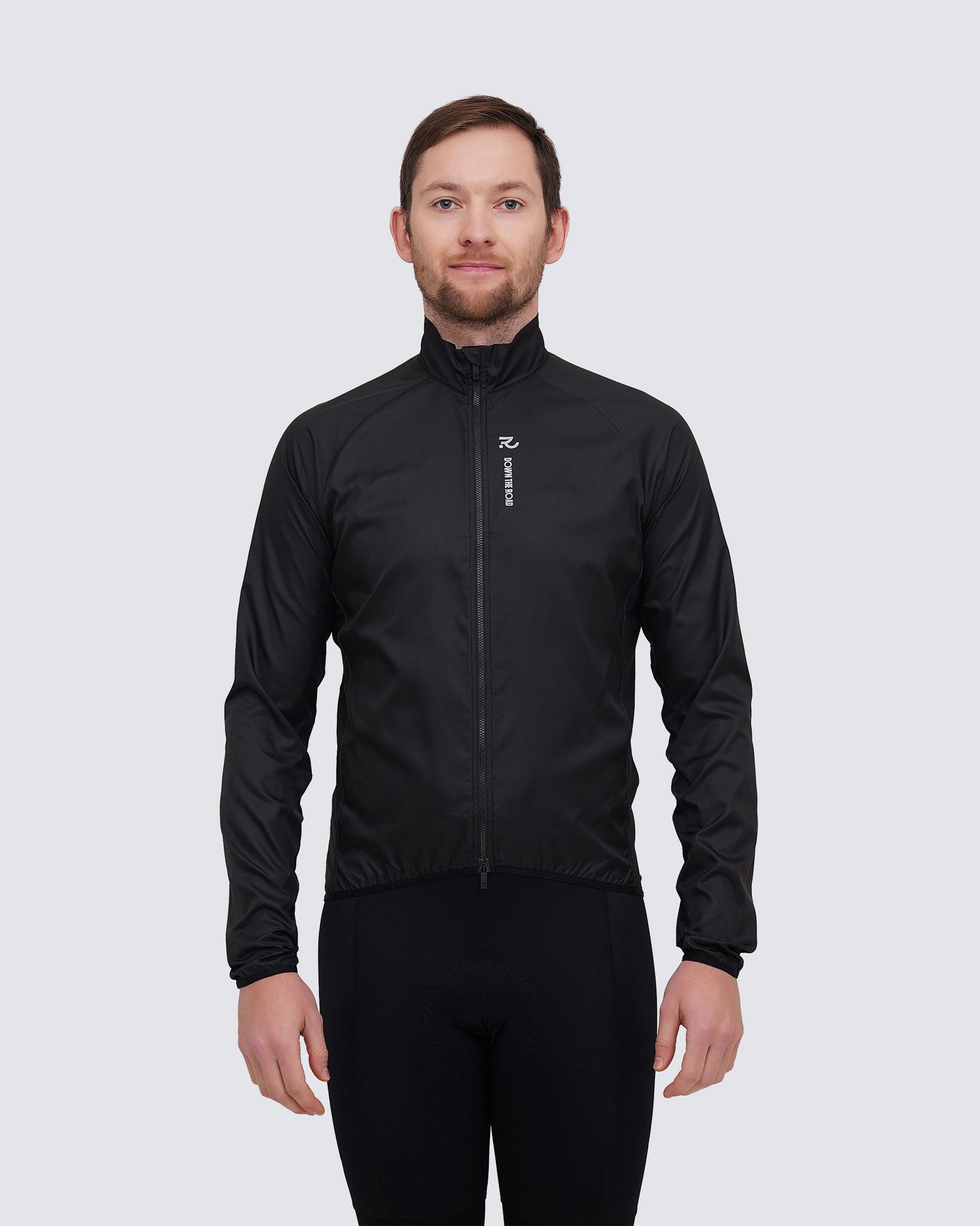 Racing black Men cycling windbreaker front view