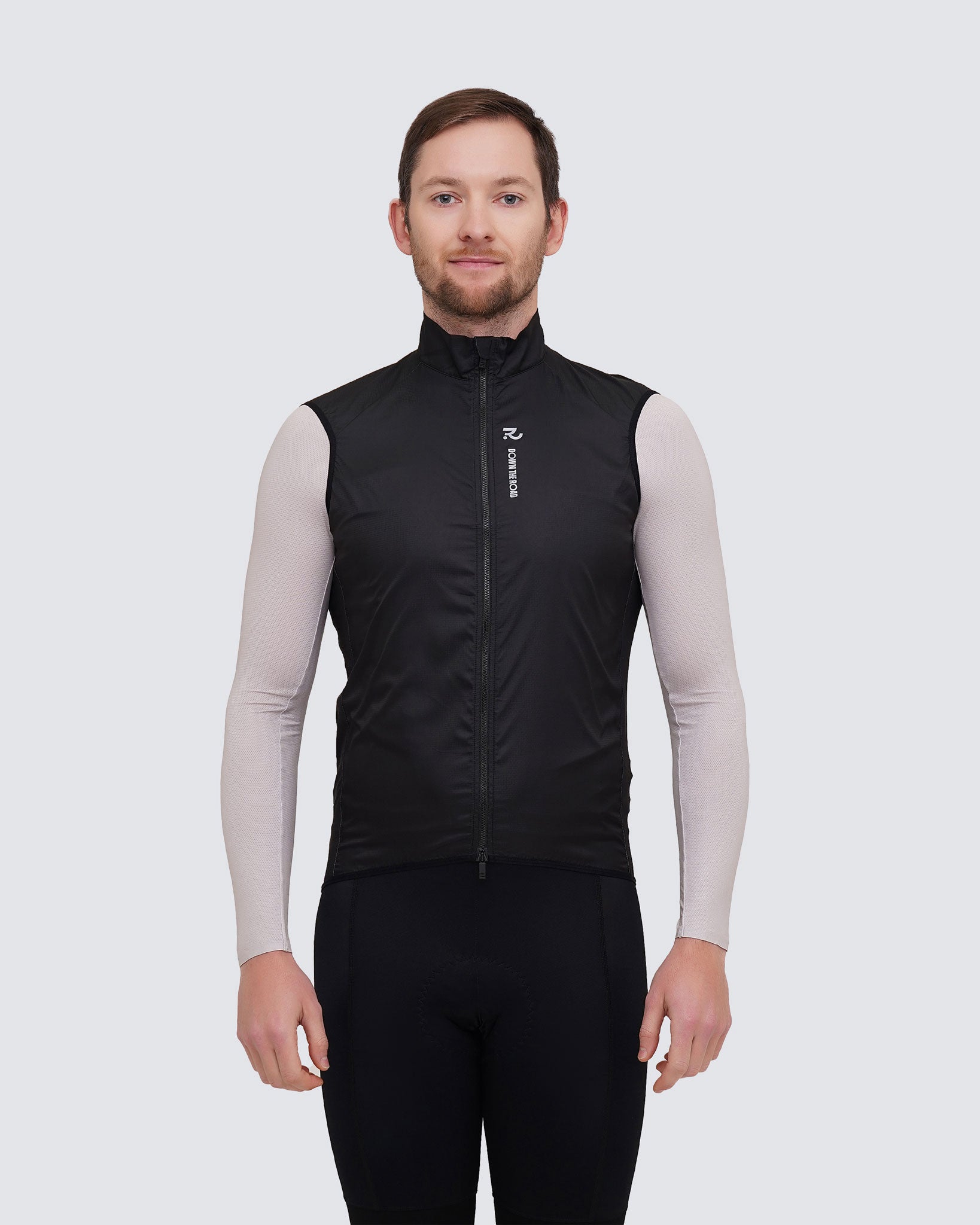 Racing black cycling vest men front view