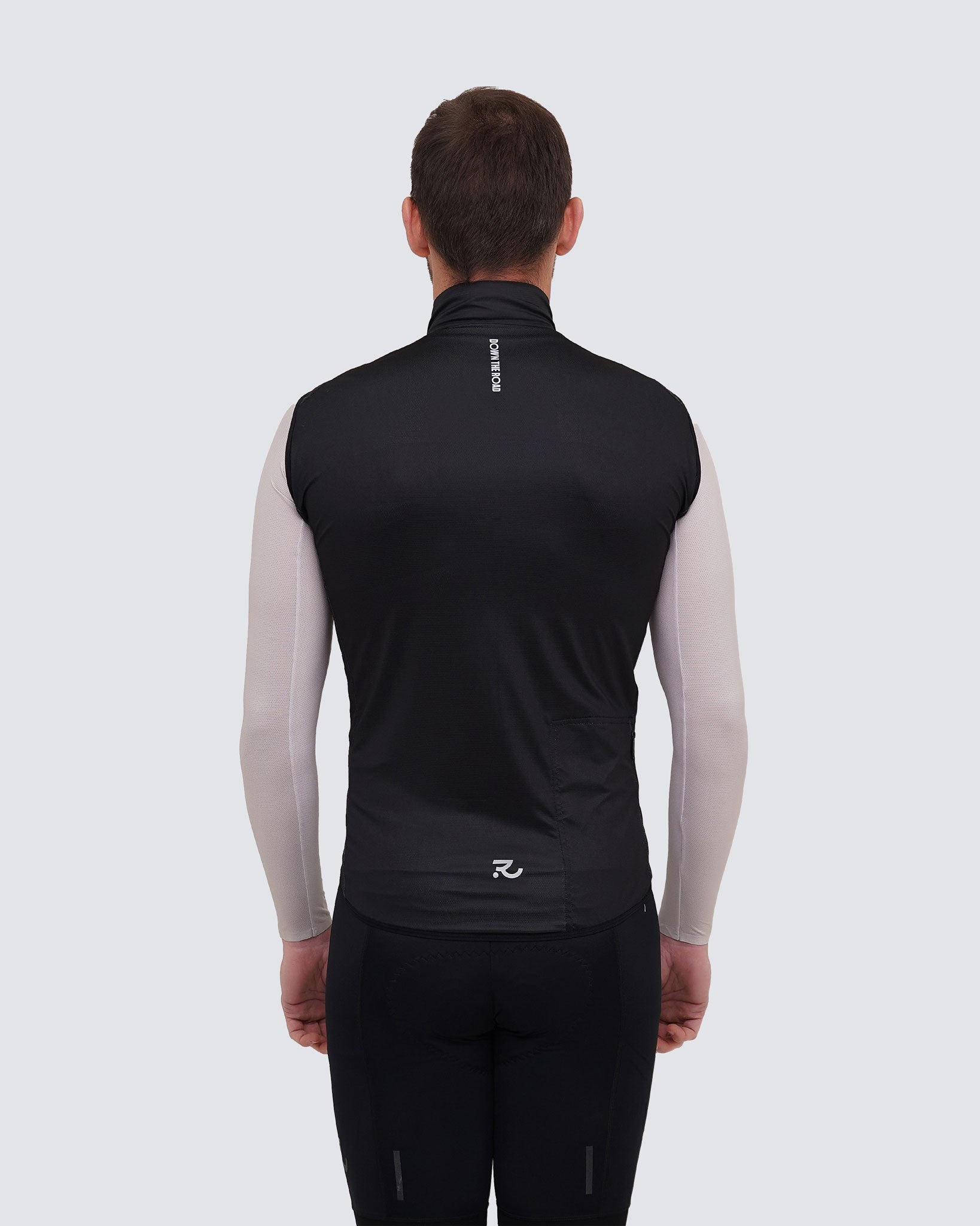 Racing black cycling vest men back view