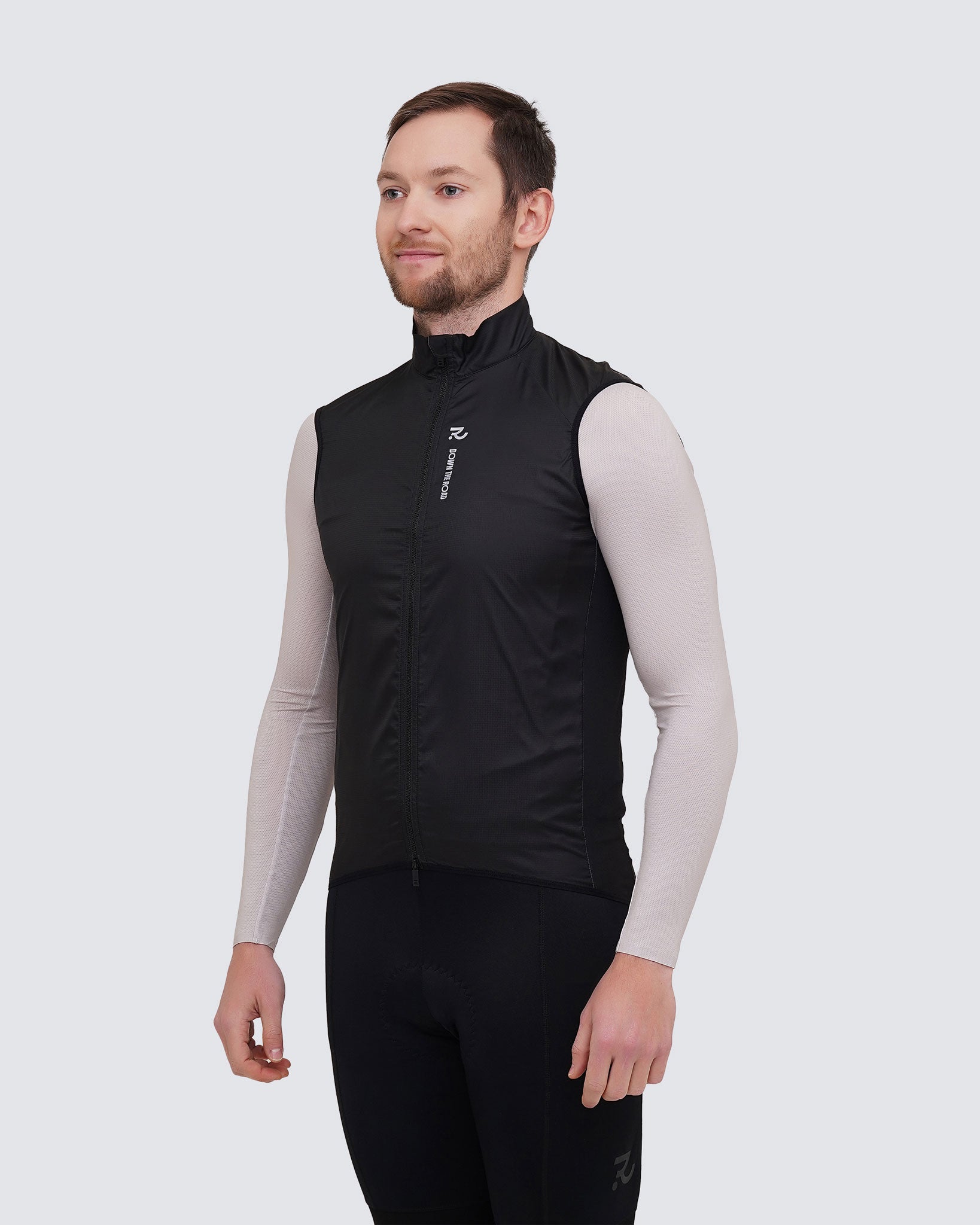 Racing black cycling vest men side view