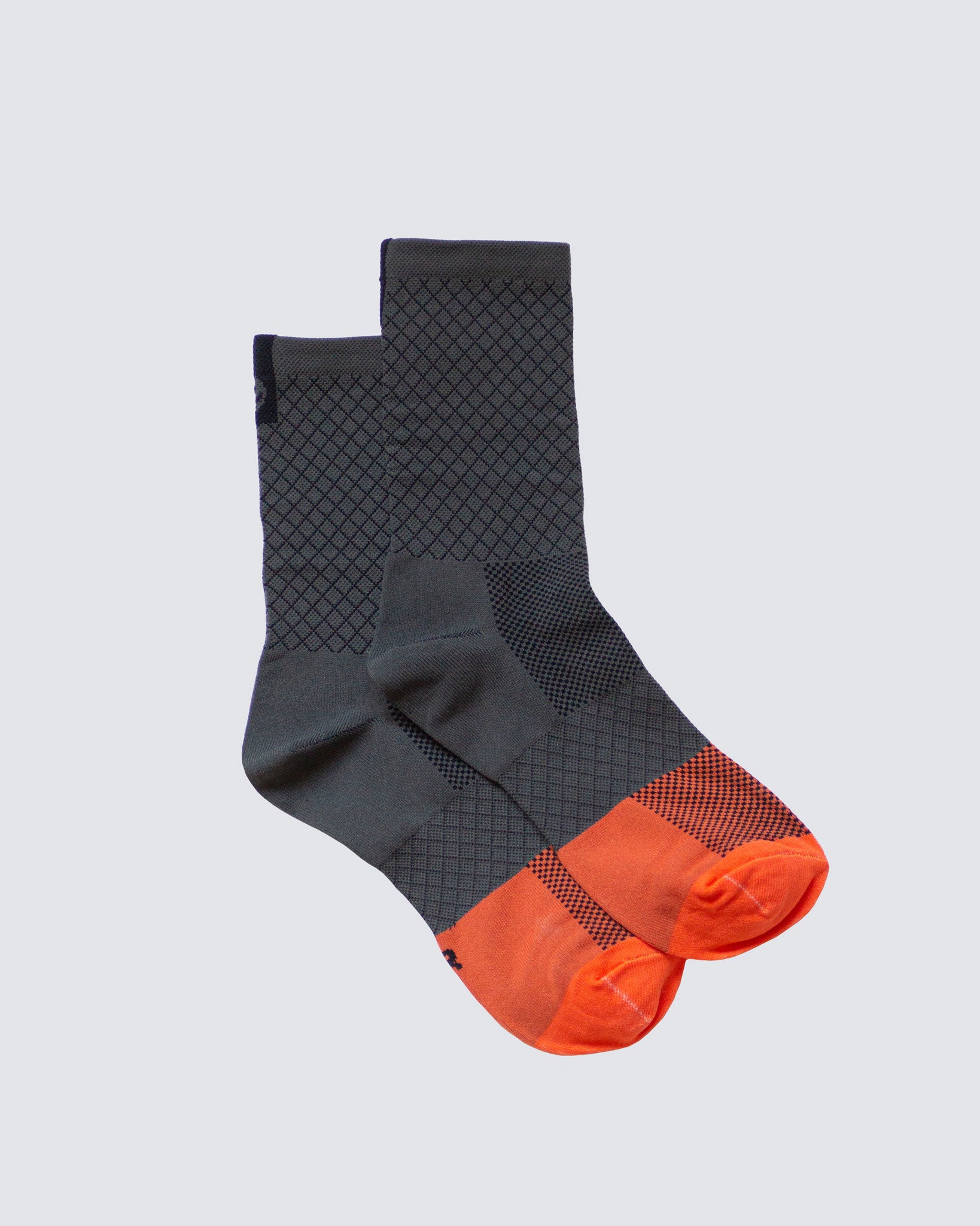 grey socks against white background
