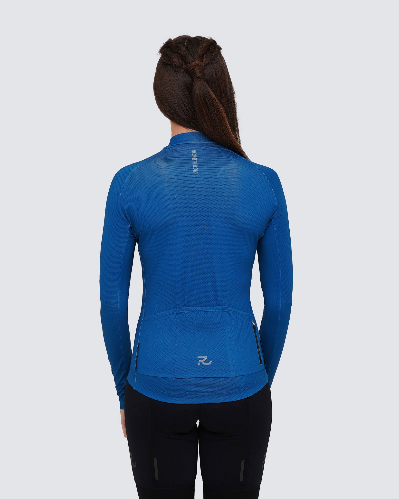 Wavy Teal long sleeve jersey women back view
