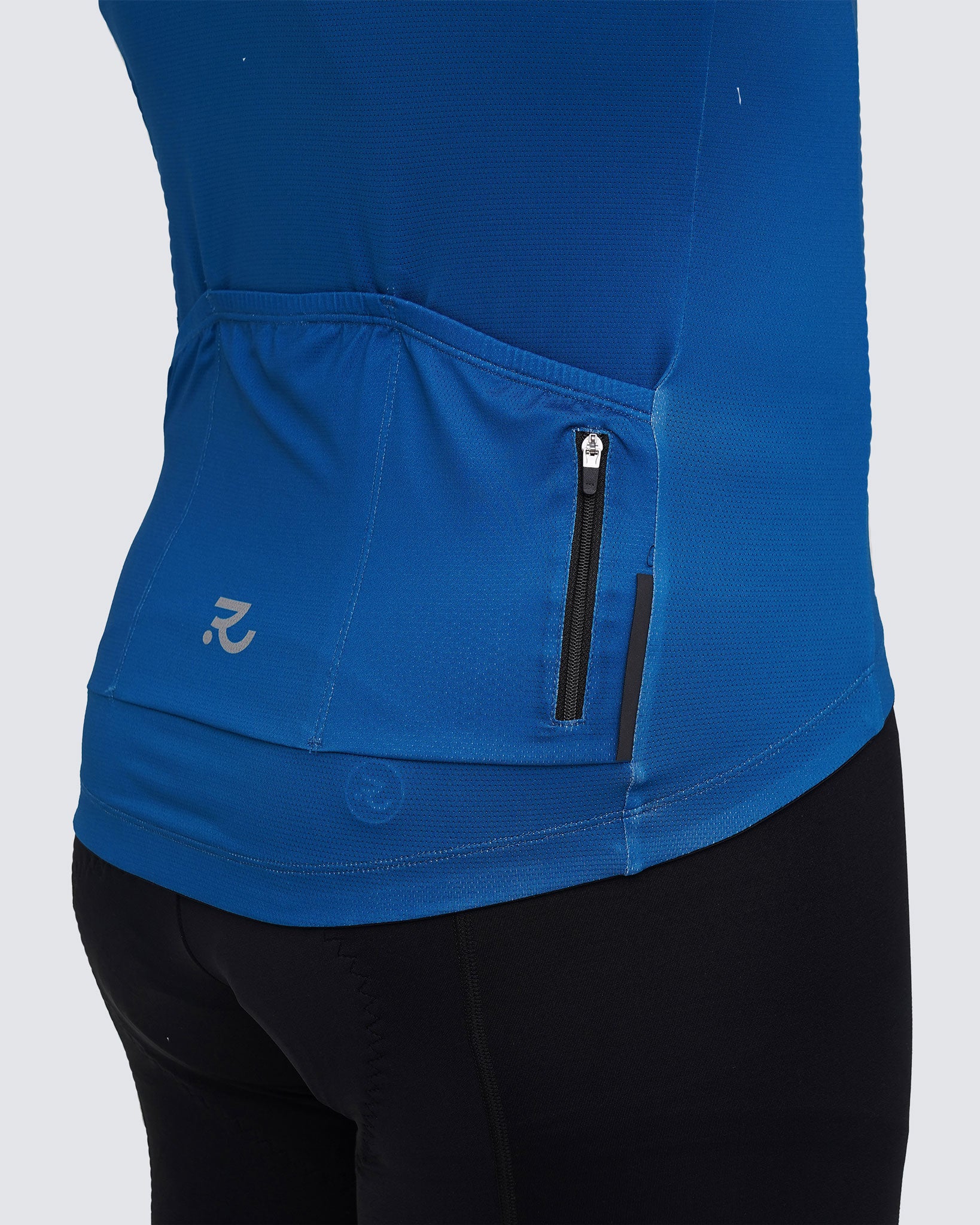 Wavy teal men long sleeve jersey safety pocket close up