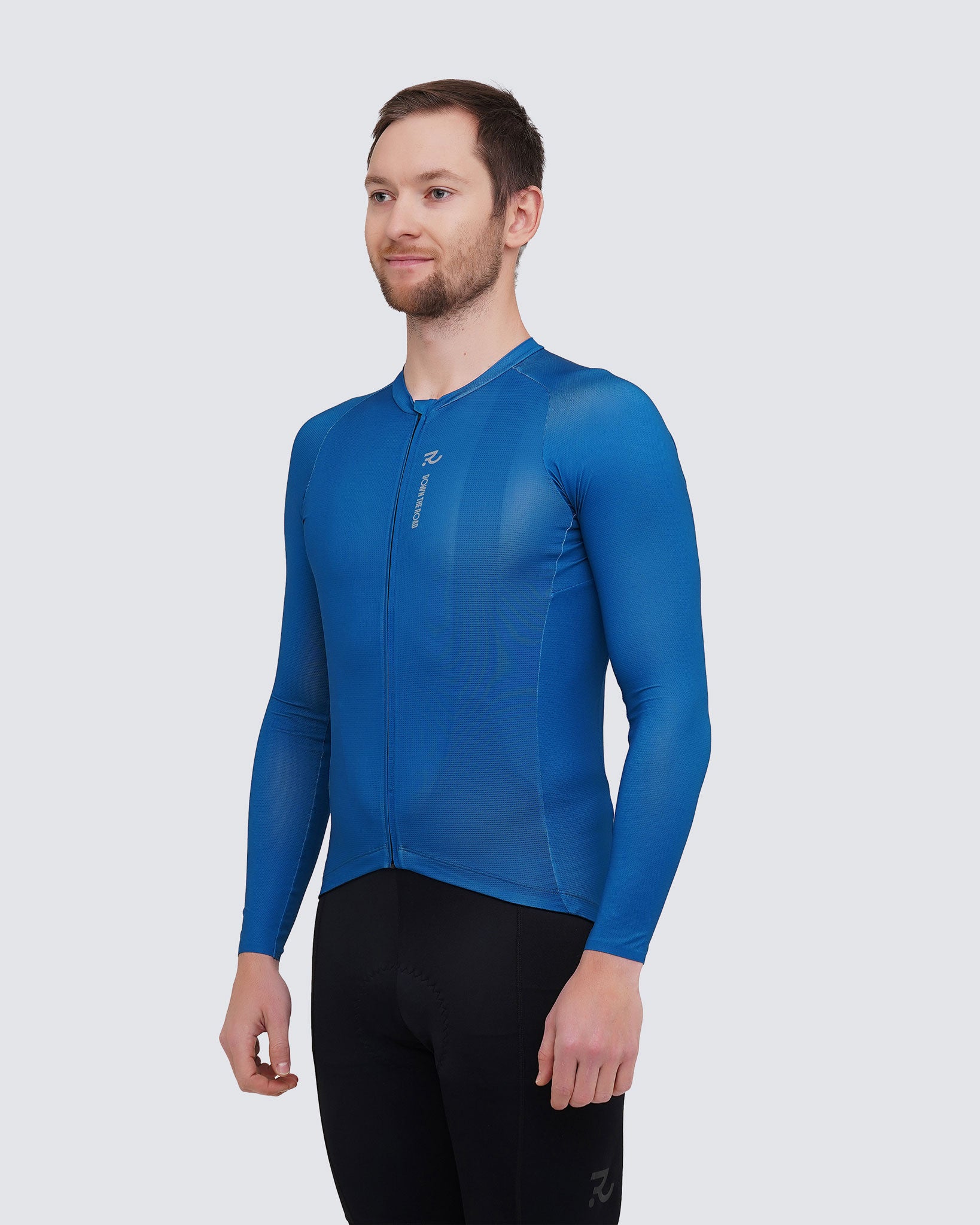 Wavy teal men long sleeve jersey side view