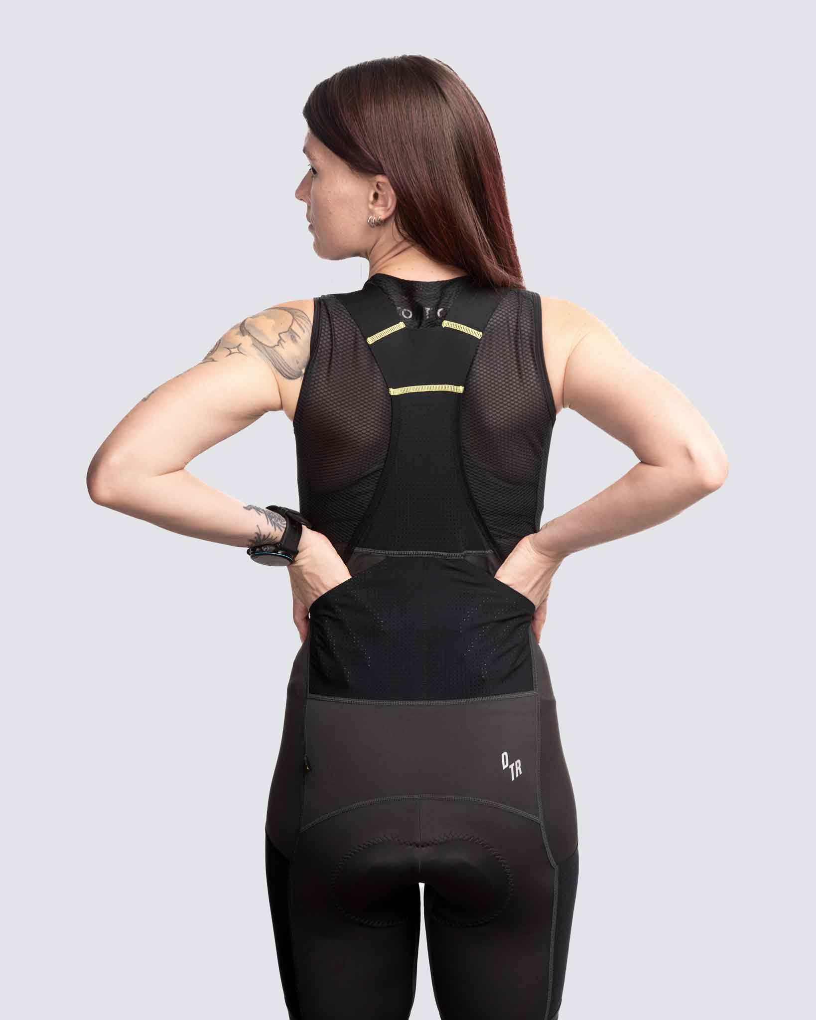black cycling cargo bib shorts for women