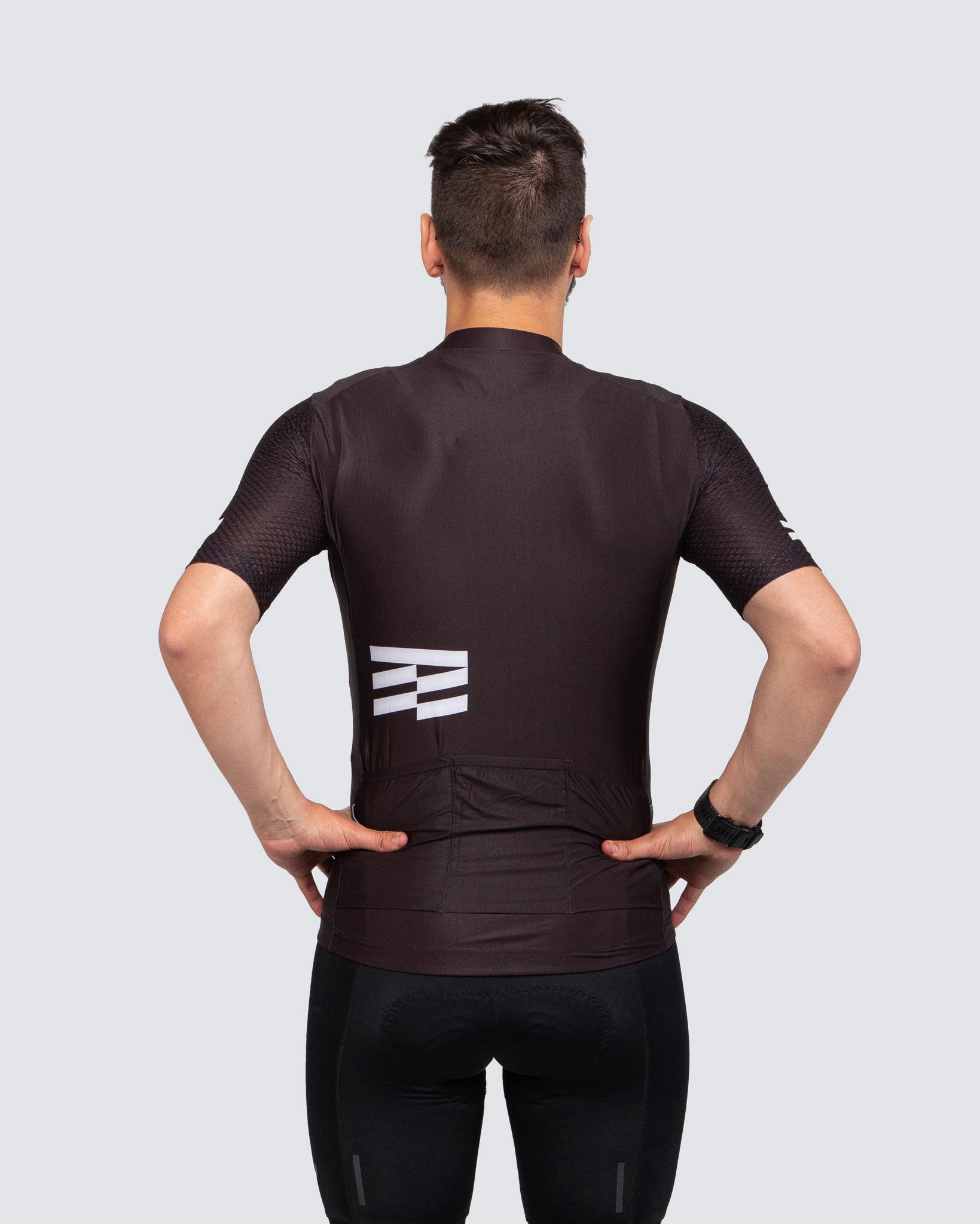 back of black cycling kit
