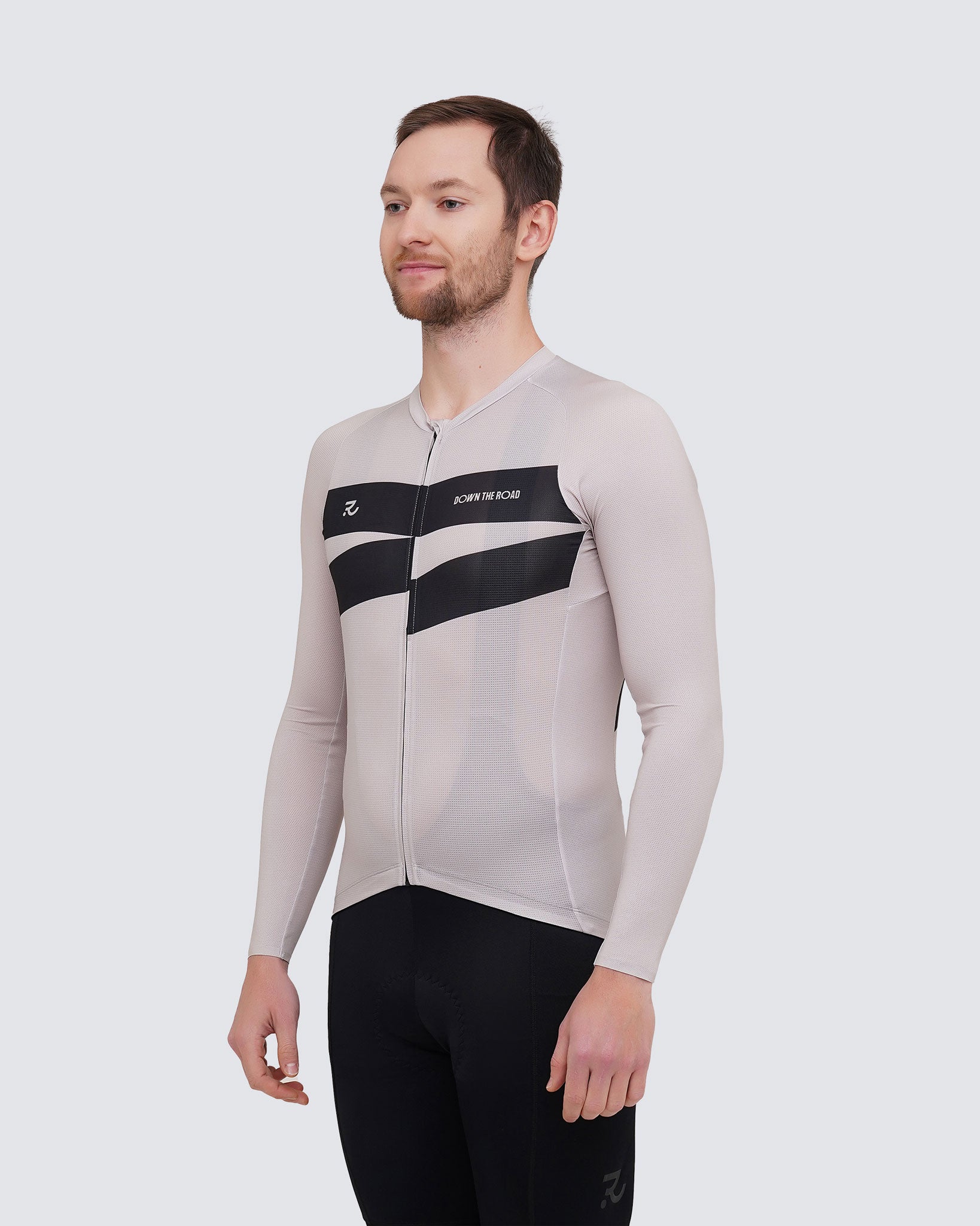 side of cycling breakaway long sleeve jersey beige