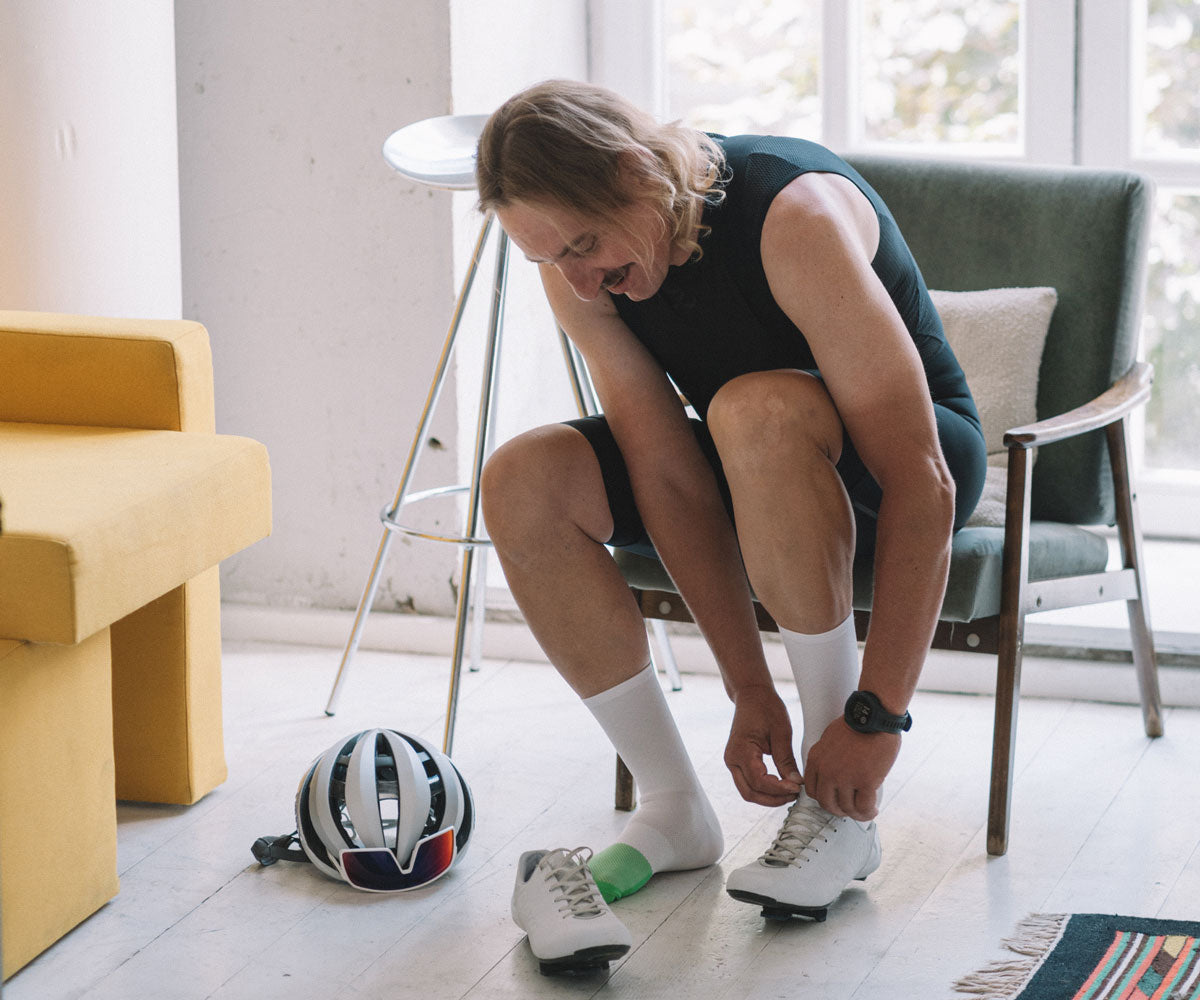 man wearing black bib shorts