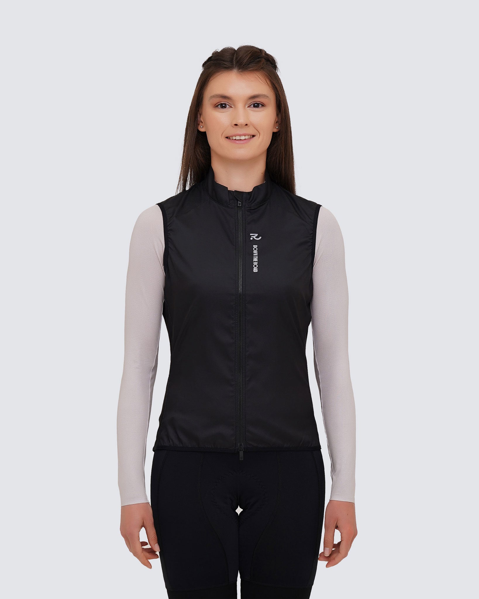 front view of black vest for women