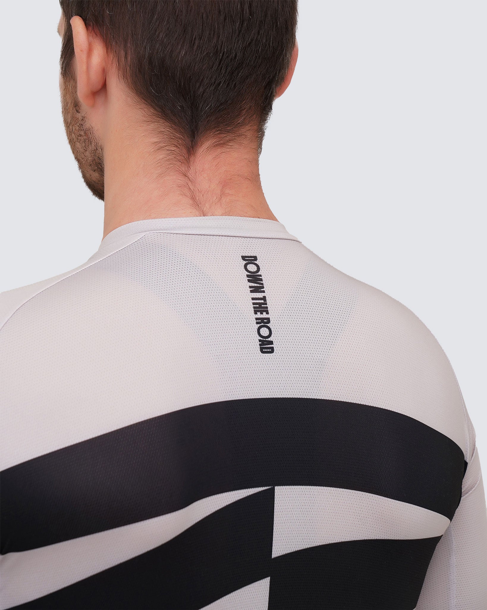 close up of breakaway long sleeve jersey beige