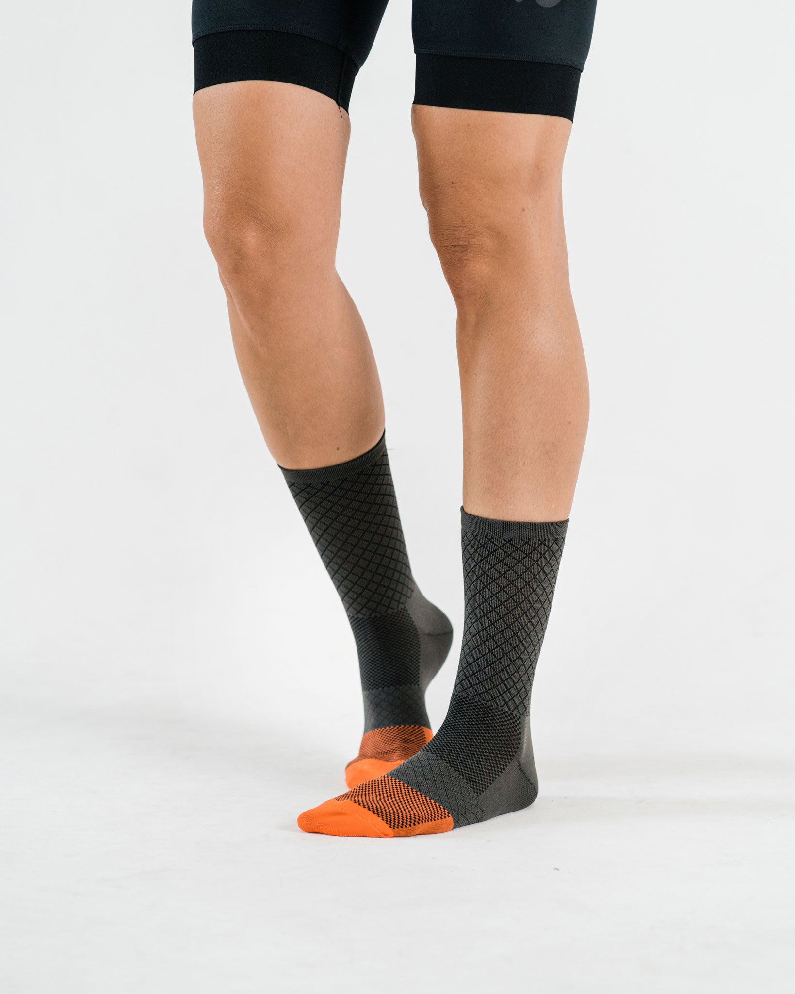 side view of grey socks for cycling