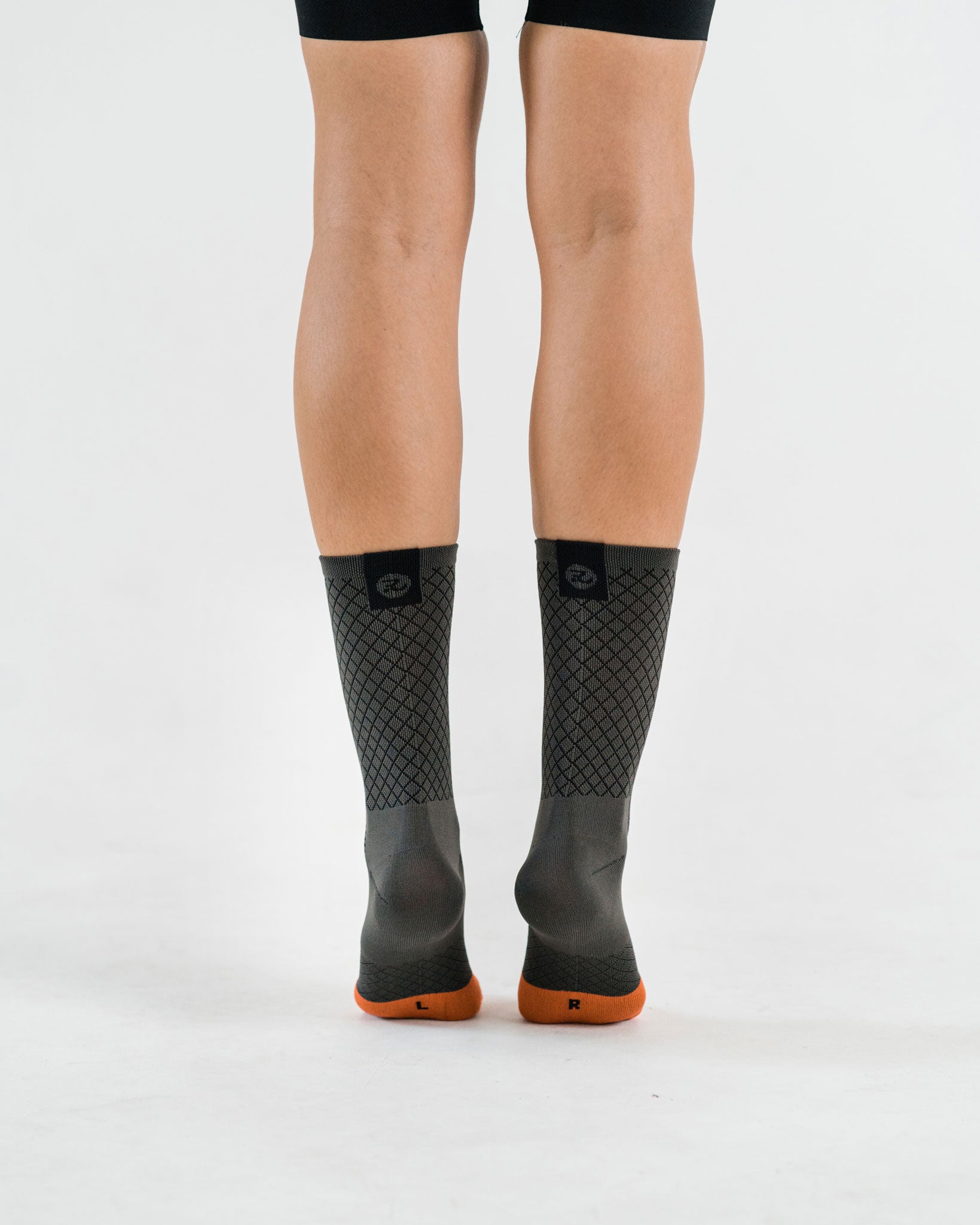 back view of grey cycling socks