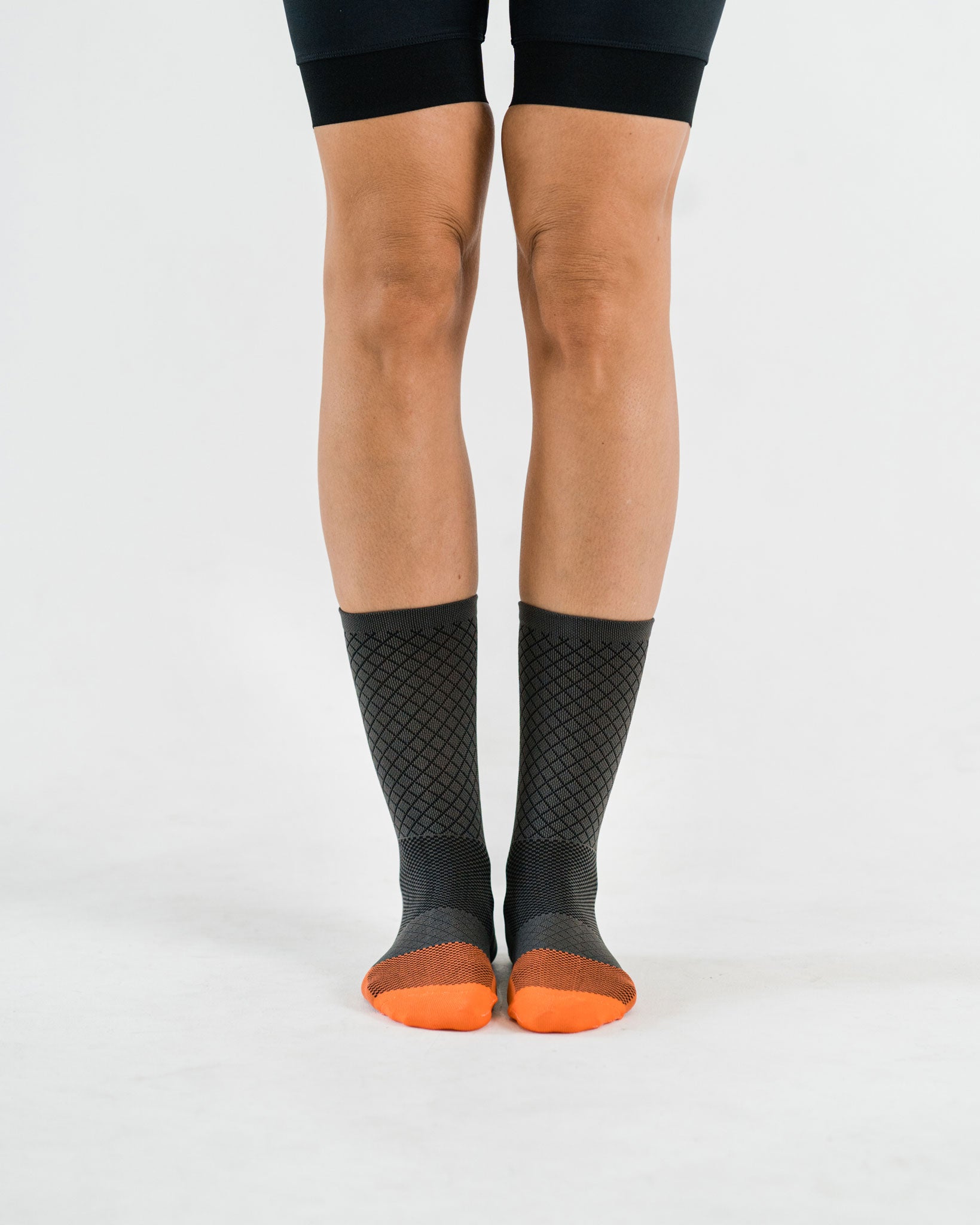 front view of cycling socks color grey