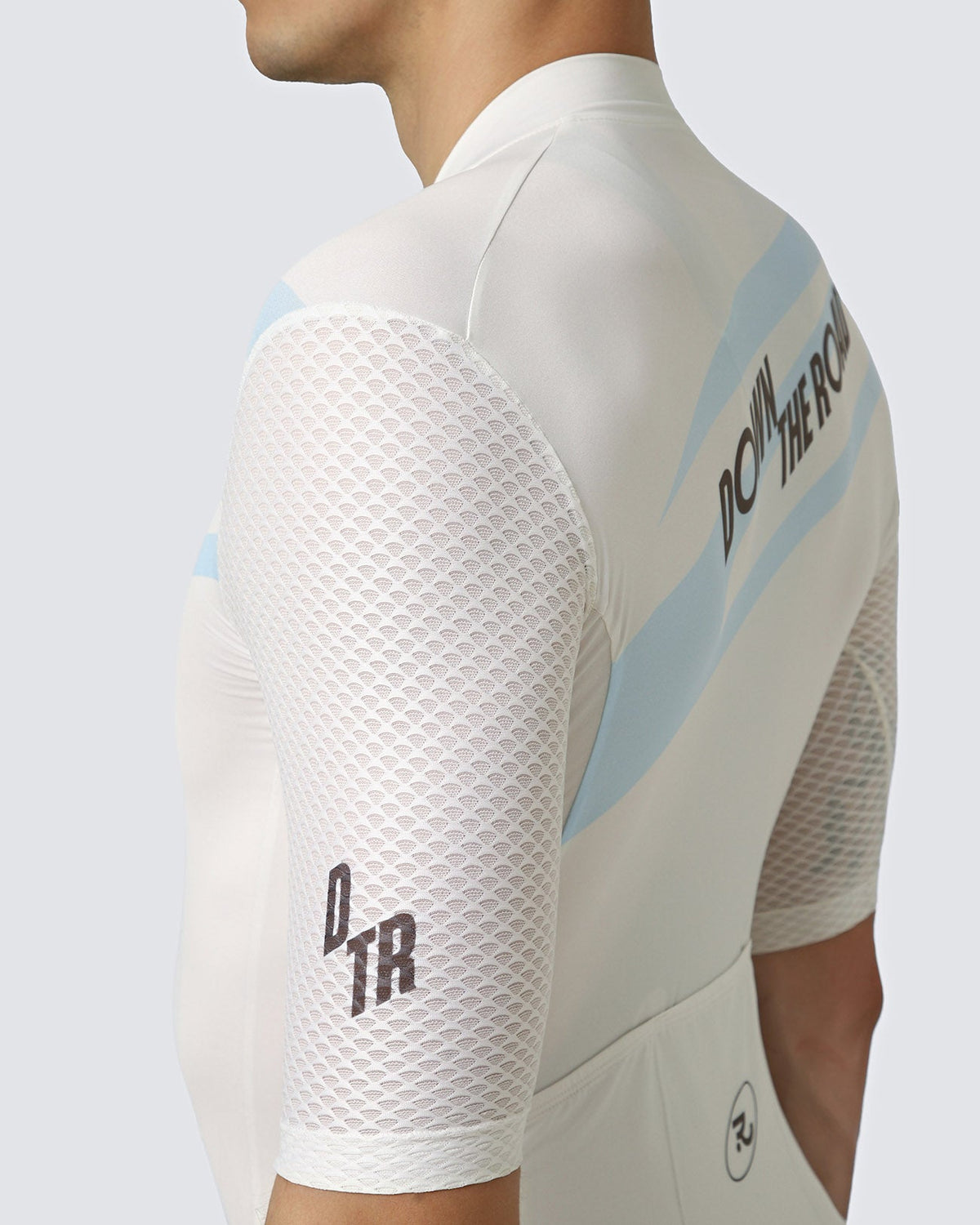 Men's Motion cycling jersey in Beige and Blue, sleeve detail