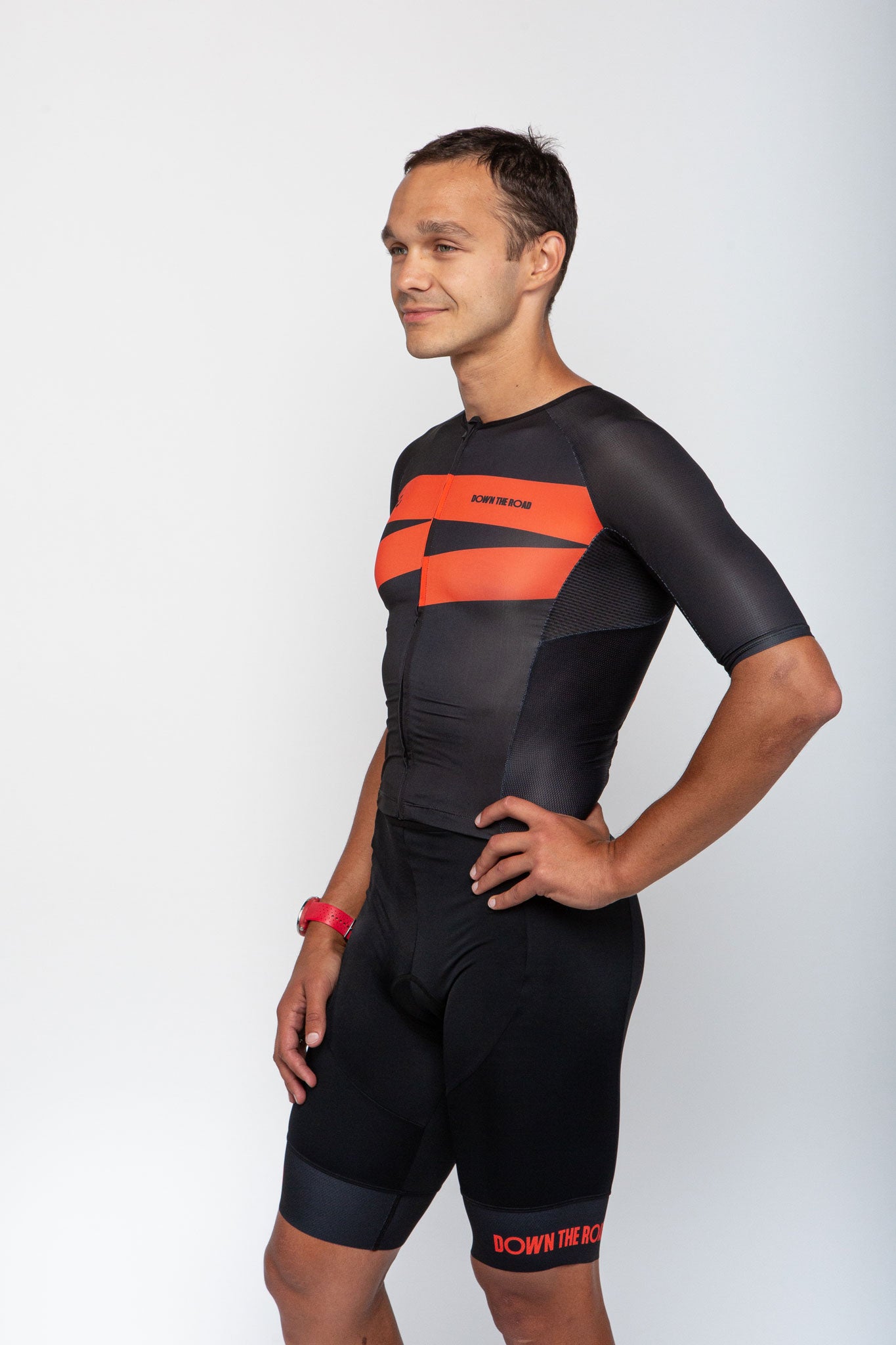 side of breakaway trisuit orange men