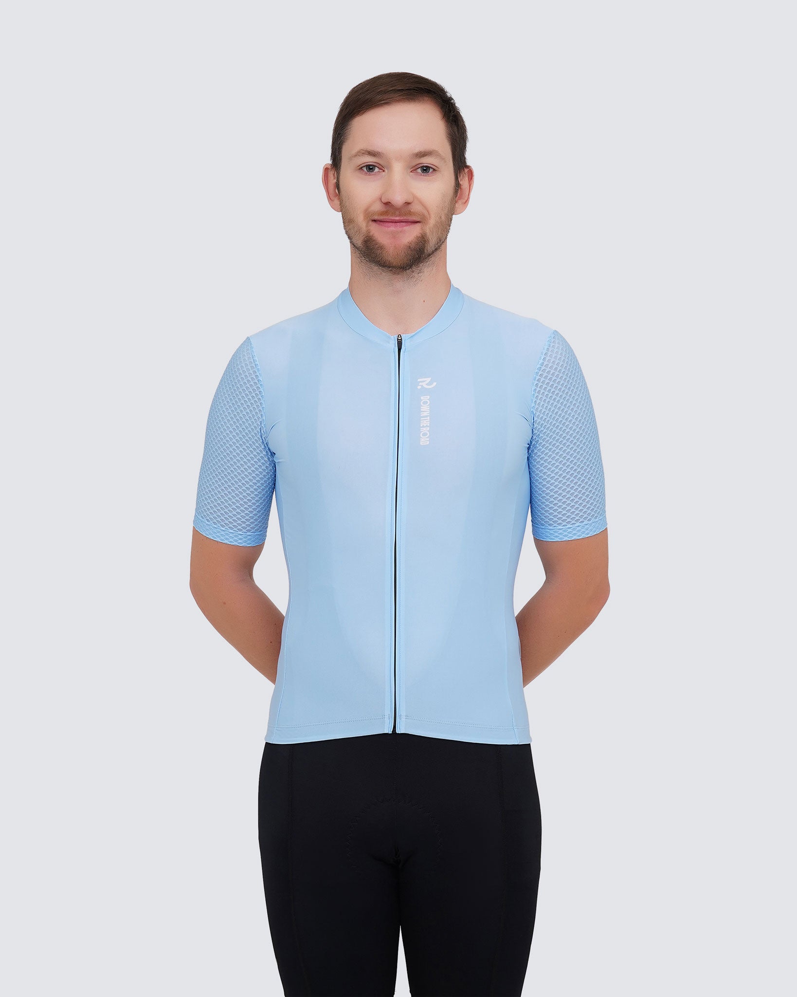 nature blue cycling jersey men front view