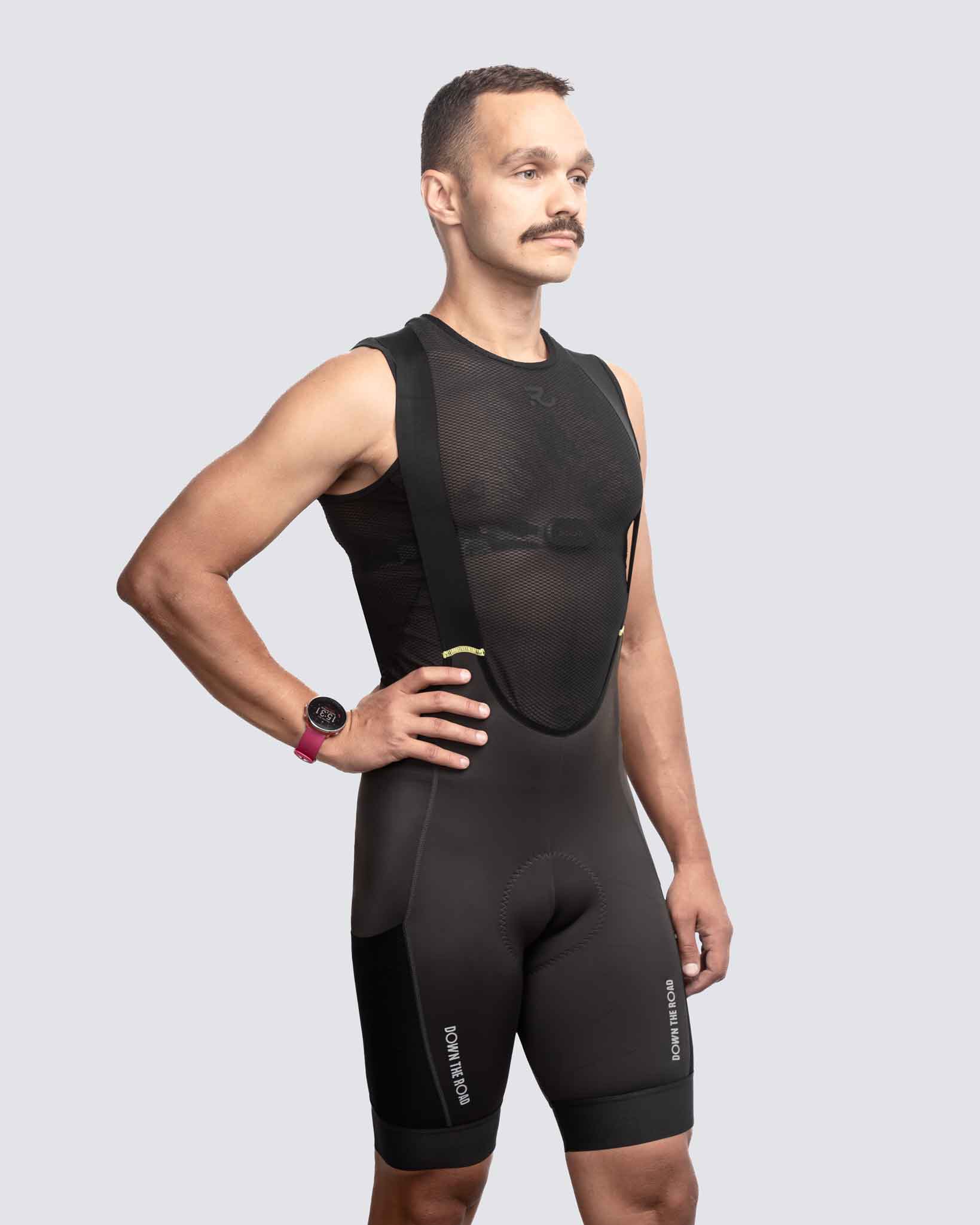 side front grey man cargo cycling bibs with laces