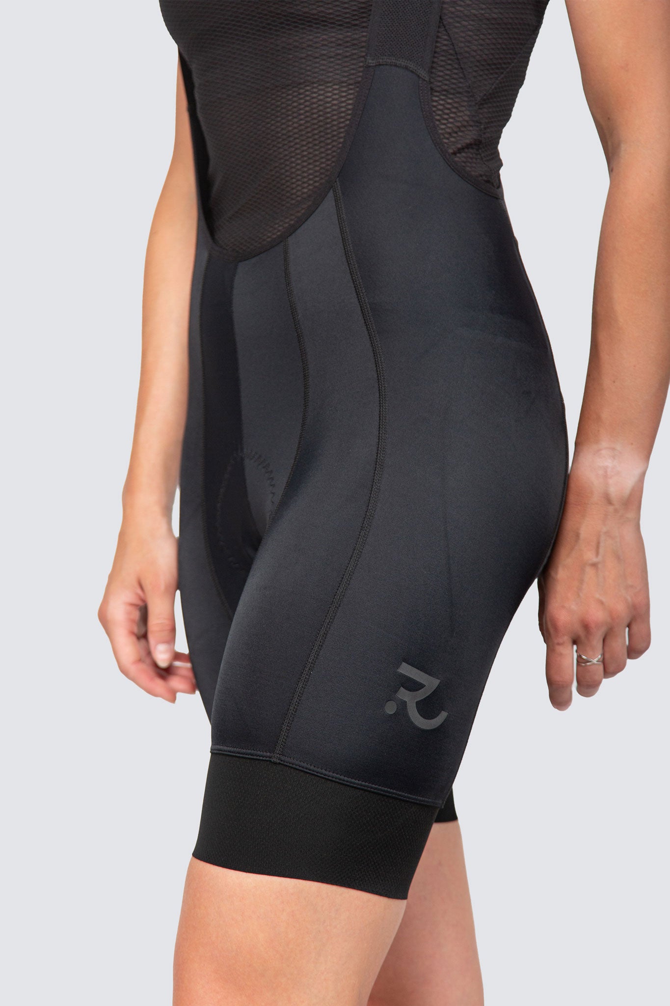 black bib shorts with black base layer