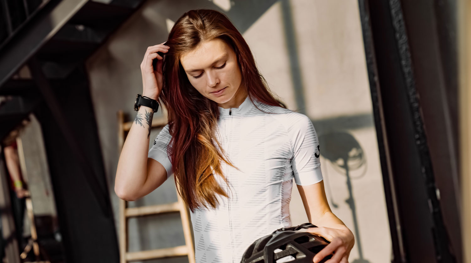 women white cycling jersey