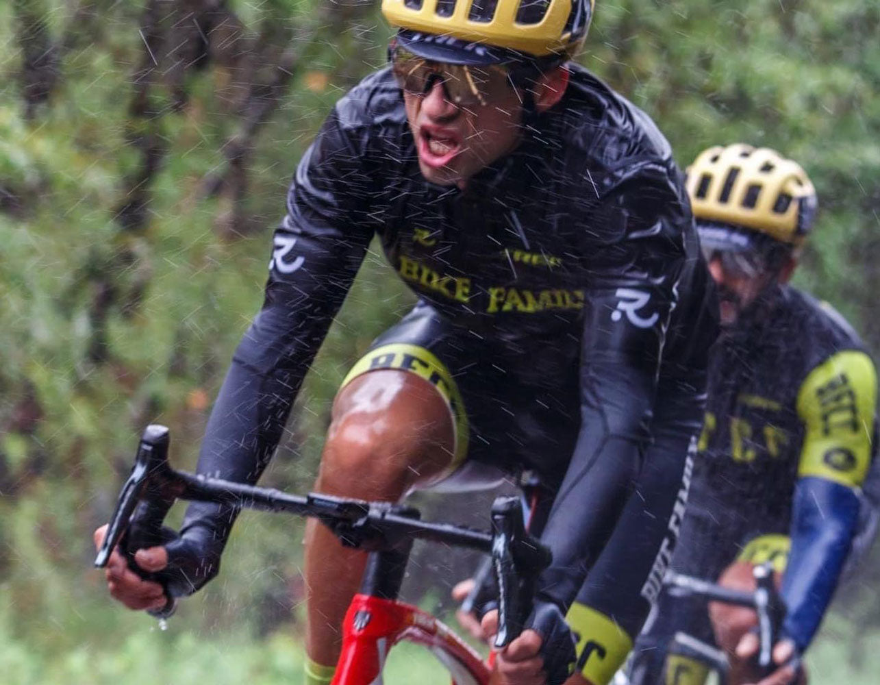 cyclist under heavy rain