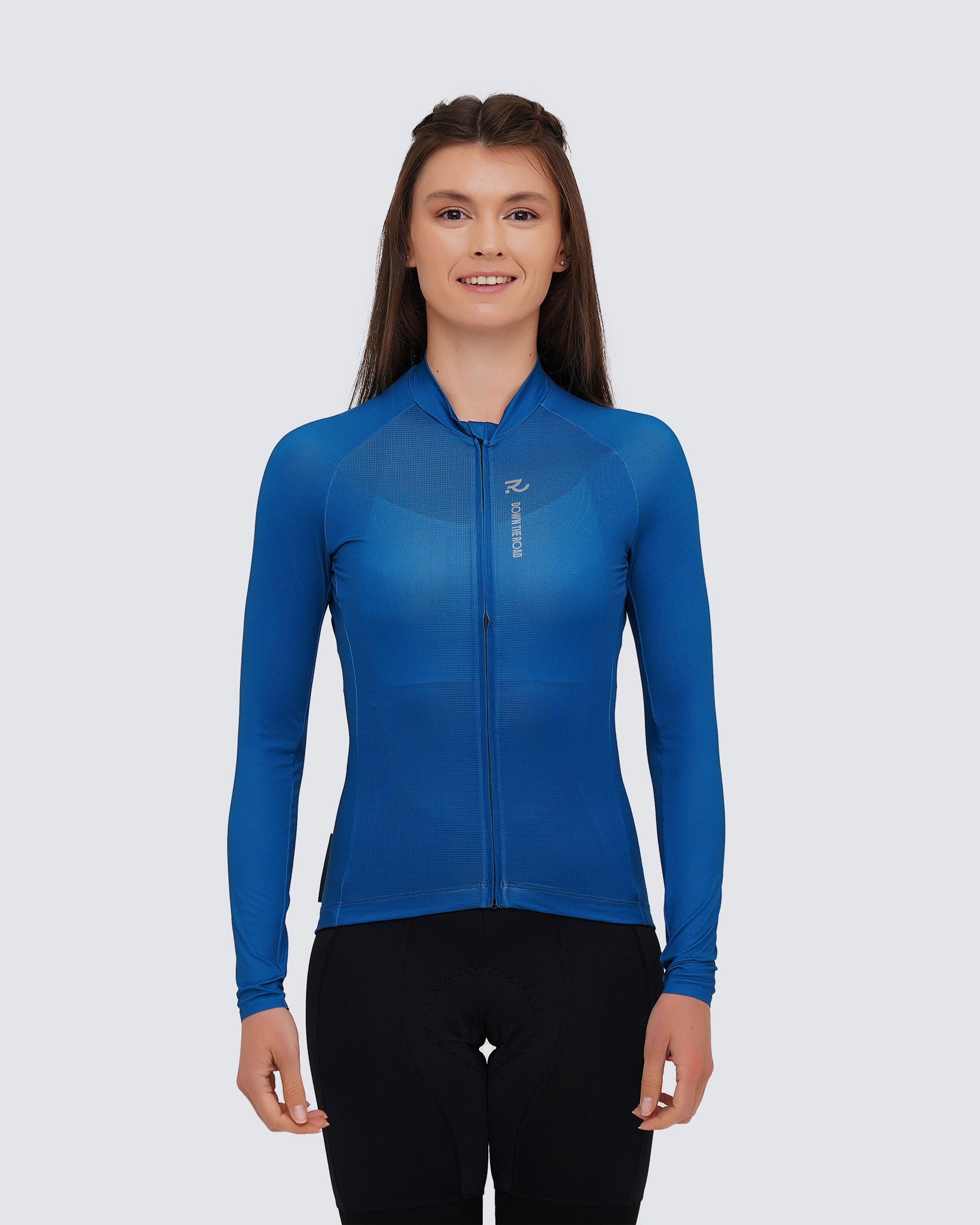 Wavy Teal long sleeve jersey women front view