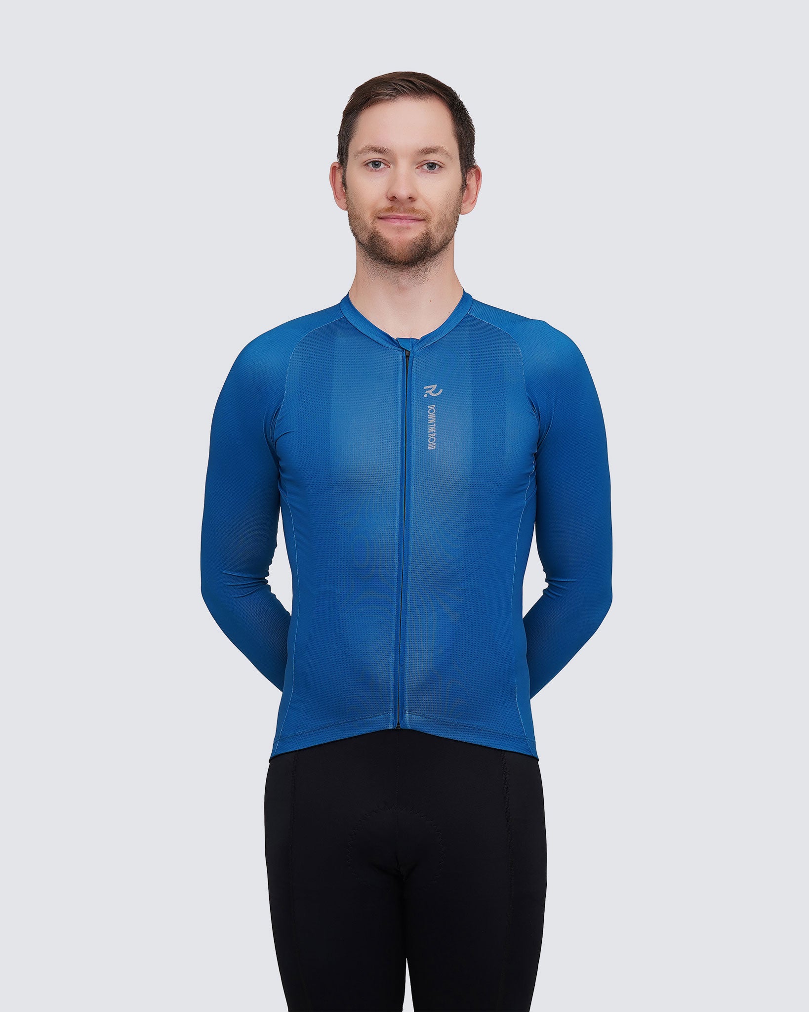 Wavy teal men long sleeve jersey  front view