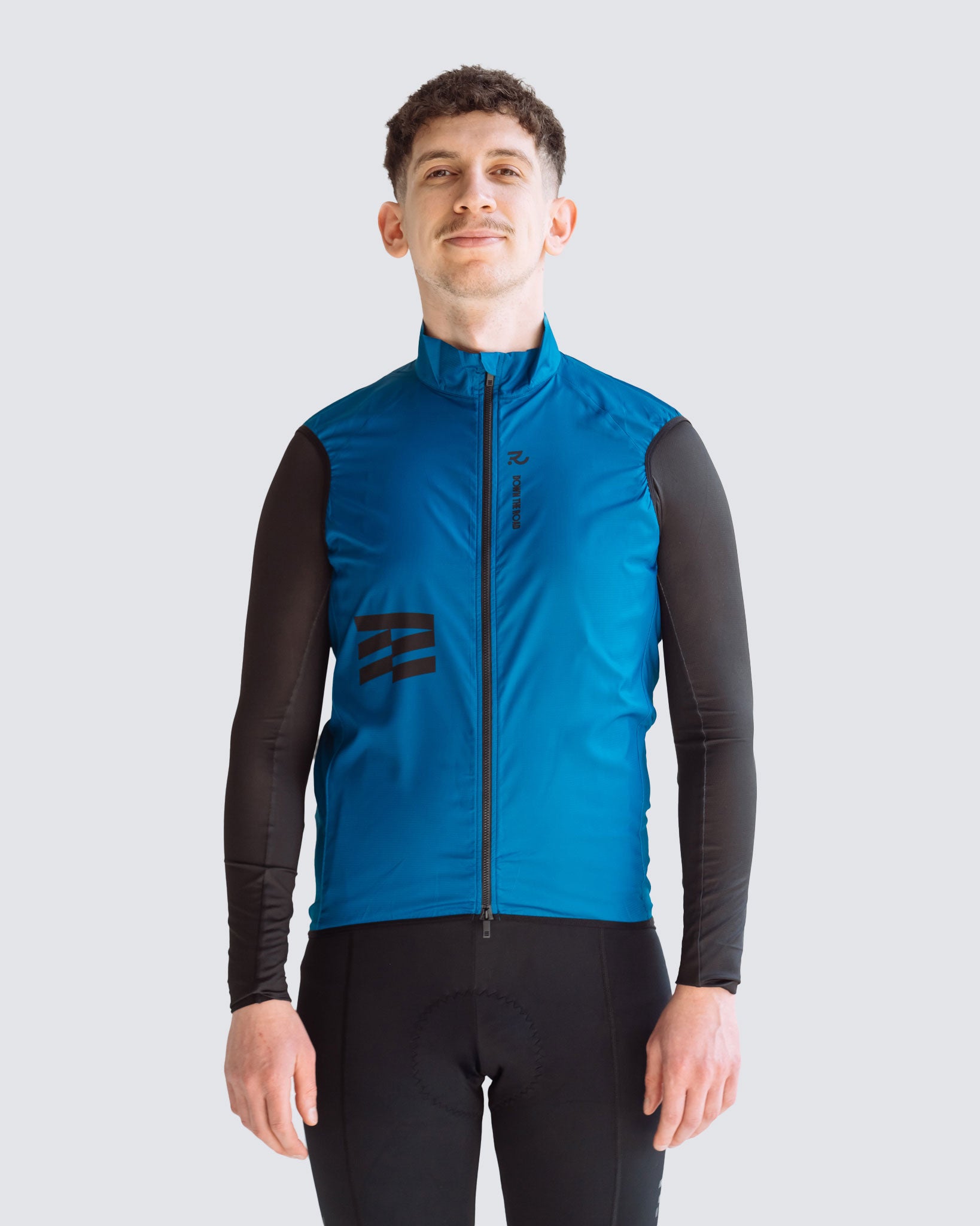 Wavy teal men cycling vest front