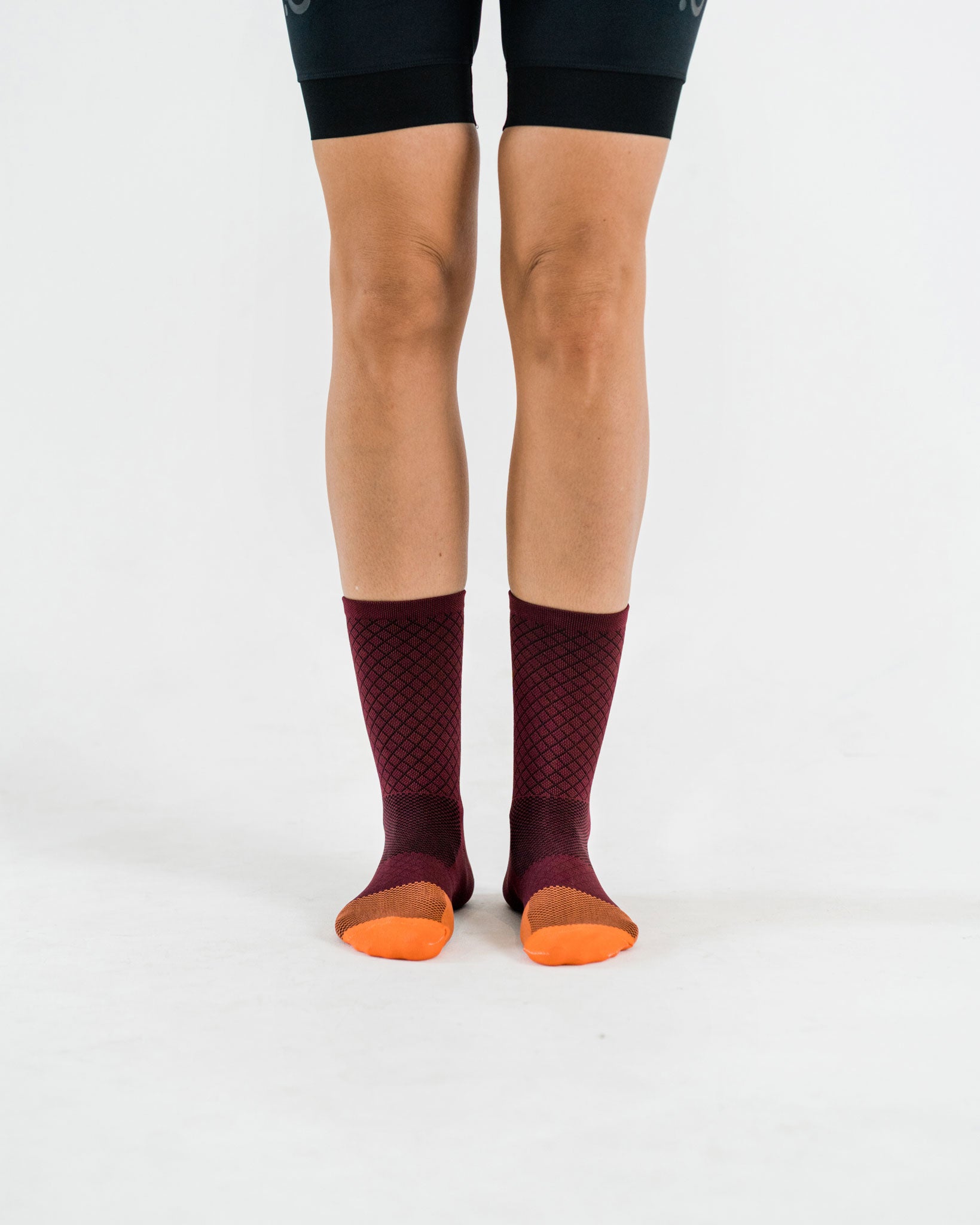 front view of purple socks