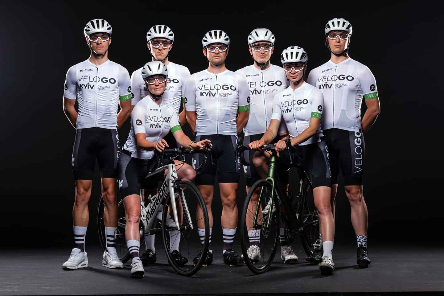 Kyiv Cycling team in custom DTR cycling kit — custom jerseys and bib shorts for cycling clubs and teams