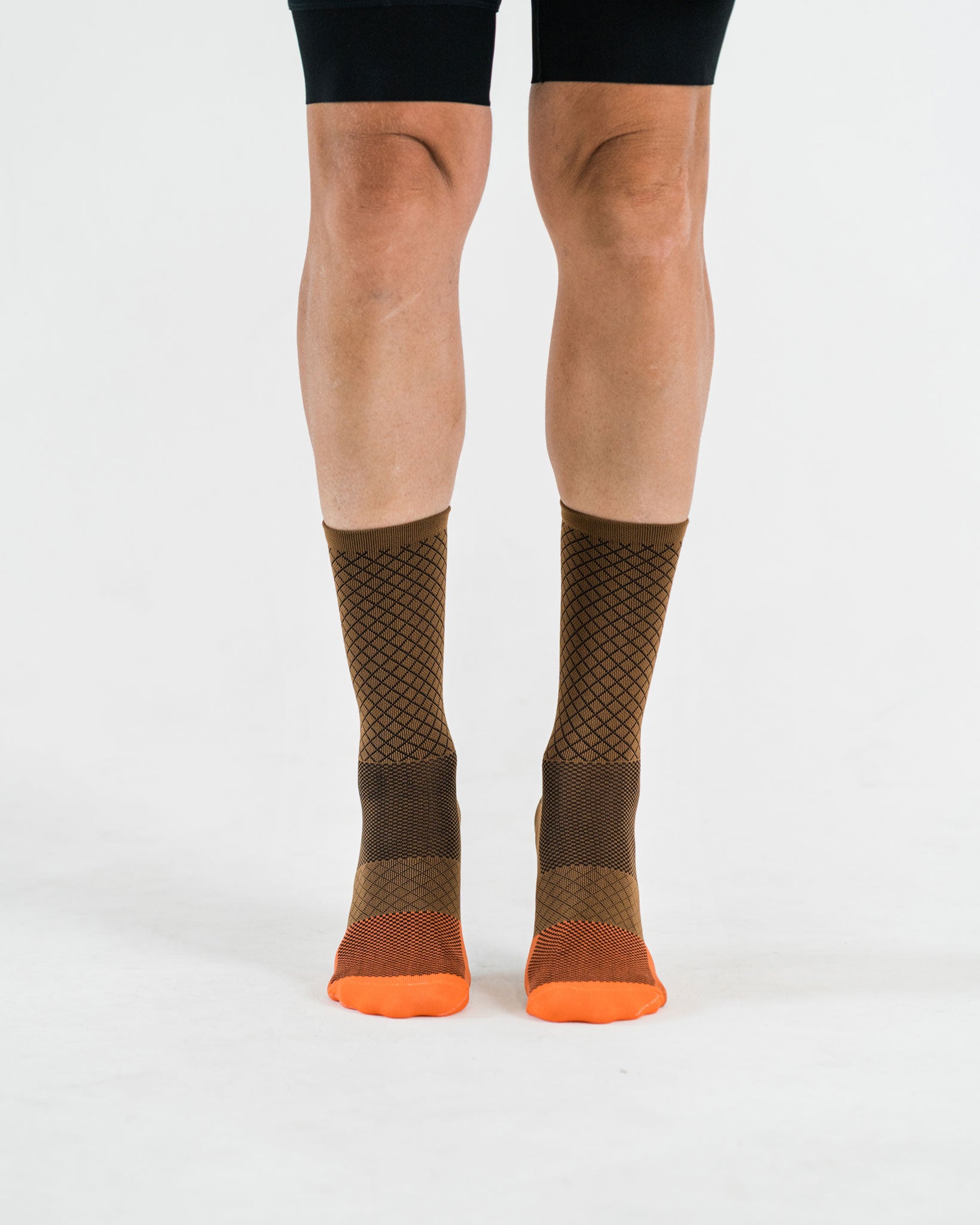 brown cycling socks with details