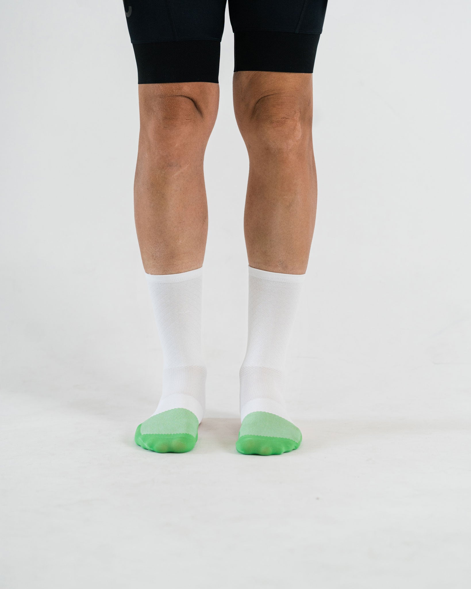 white cycling socks from the front