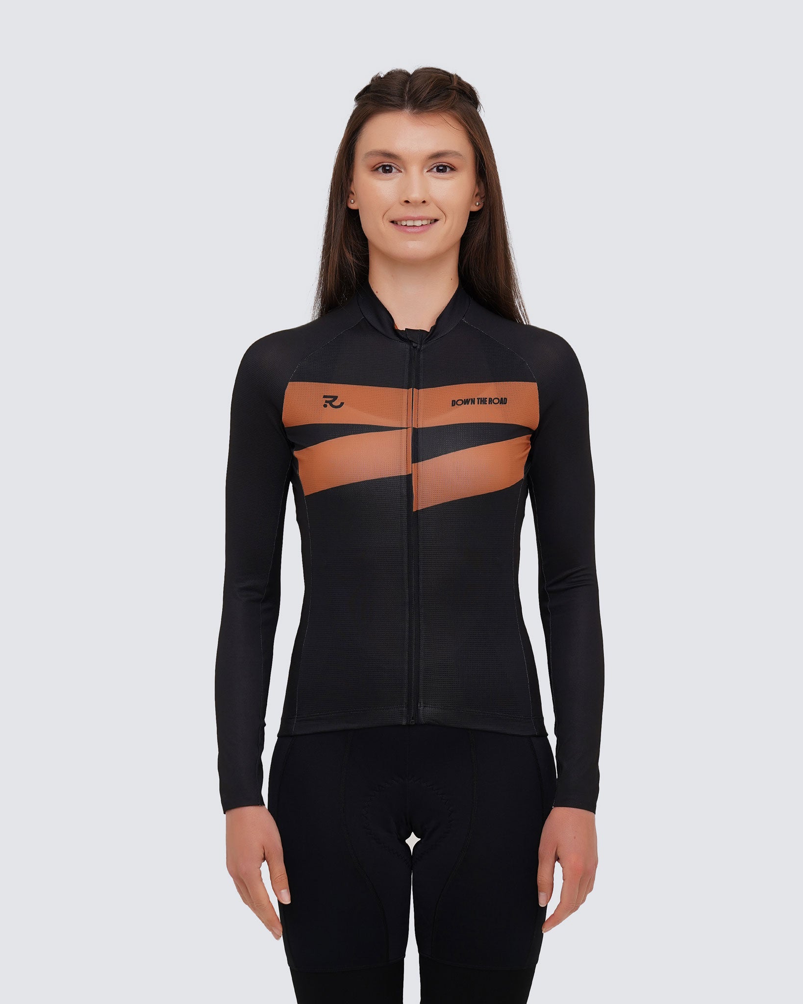 front view of breakway cycling long sleeve jersey for women
