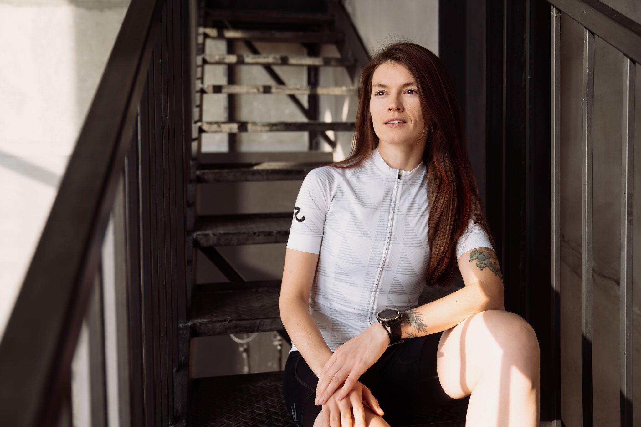 girl wearing cycling jersey