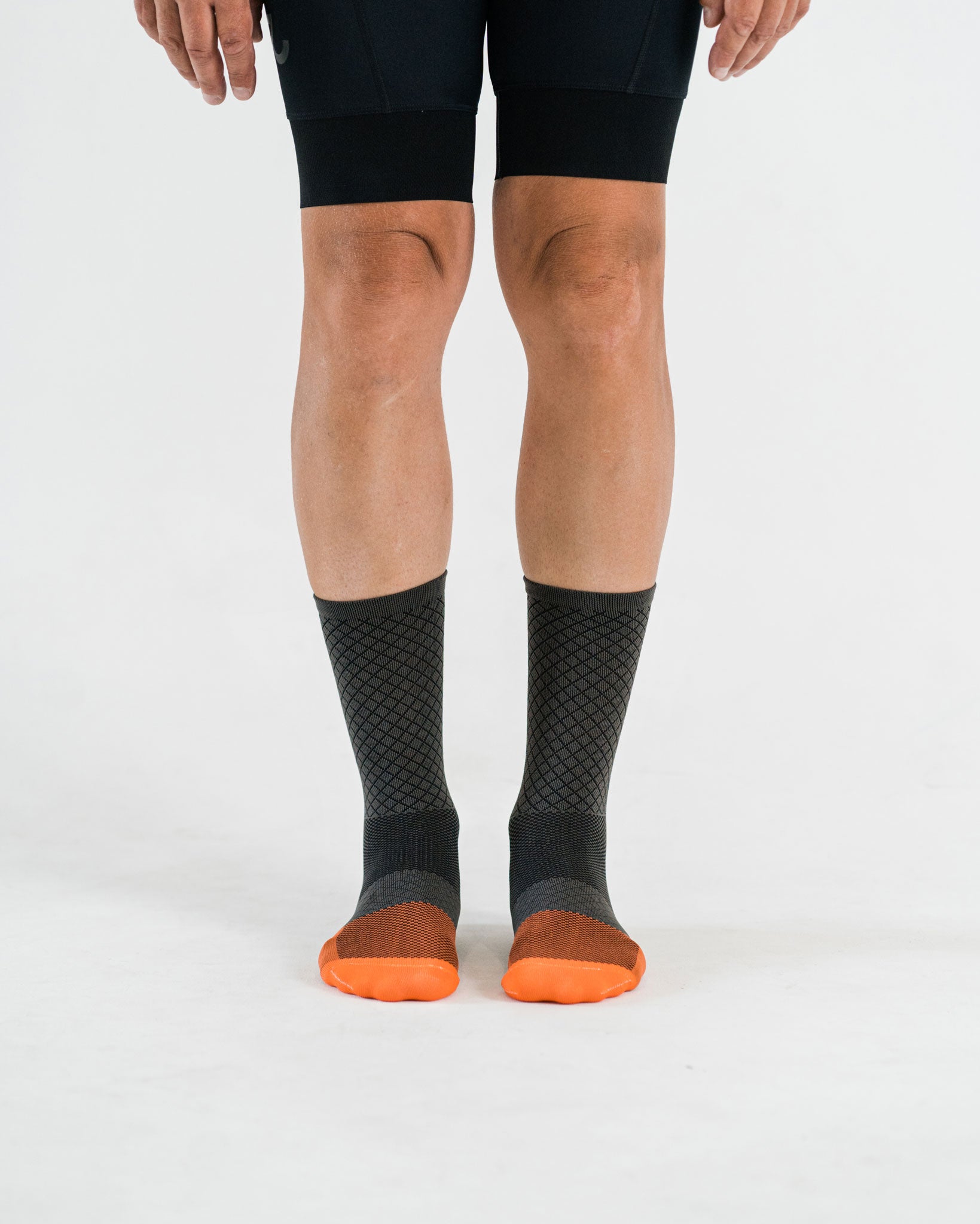 front view of grey socks for cycling
