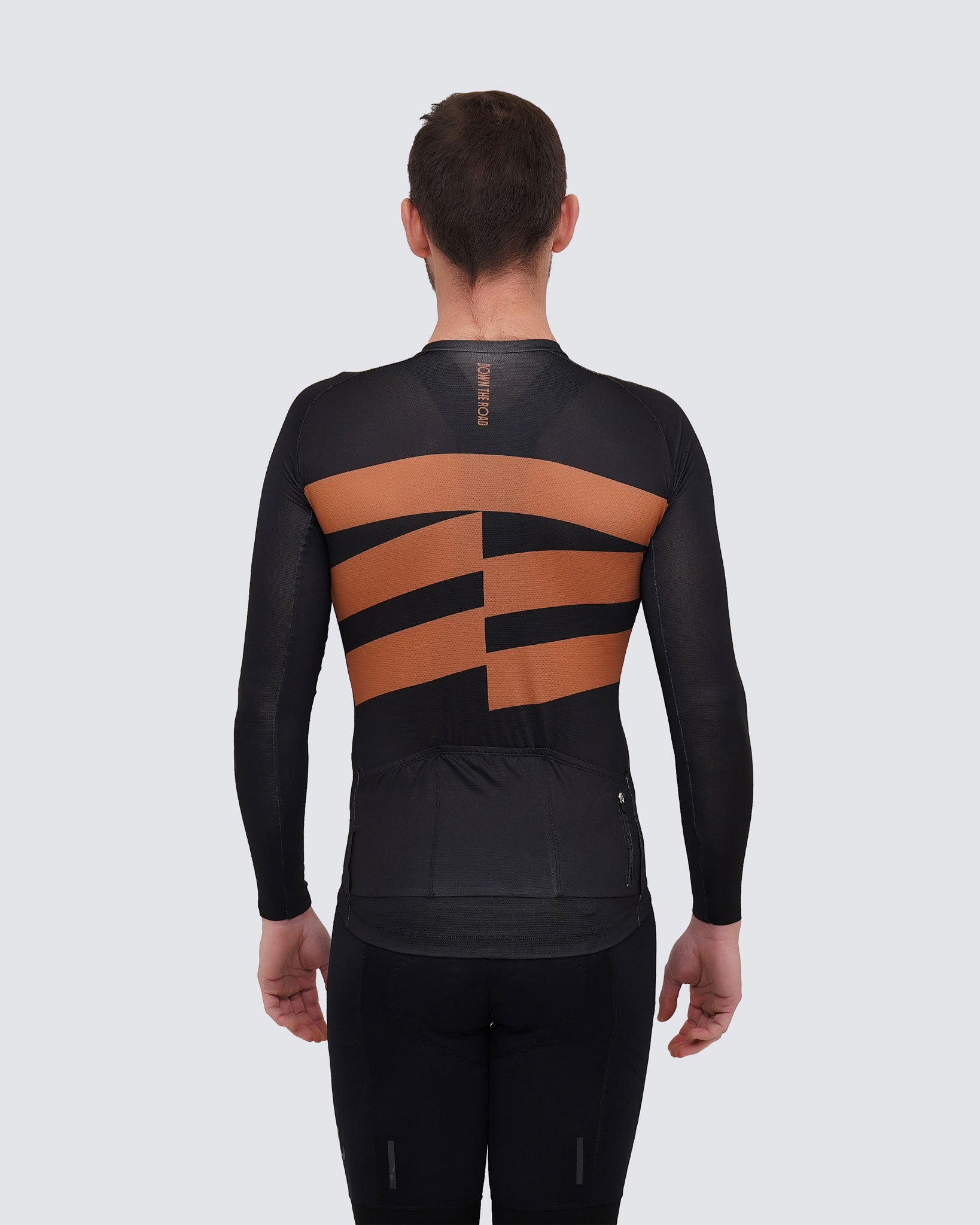 back of black long sleeve jersey for men