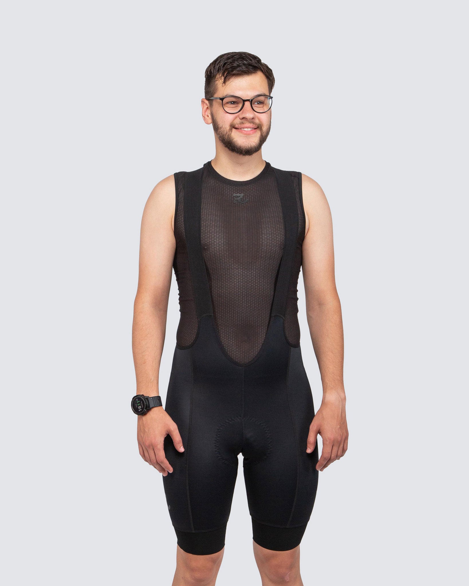 man wearing black cycling bibs