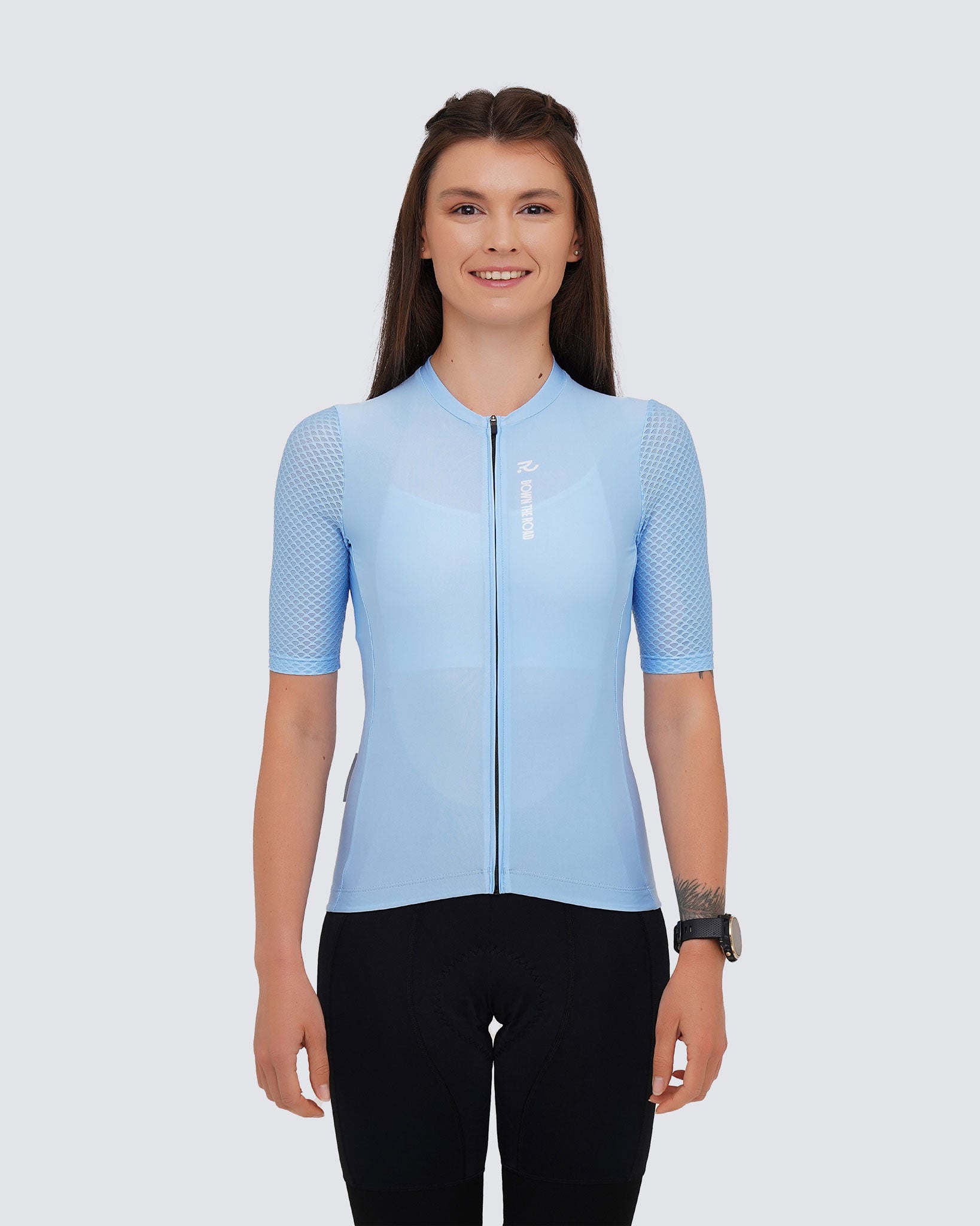 nature blue classics women cycling jersey front view