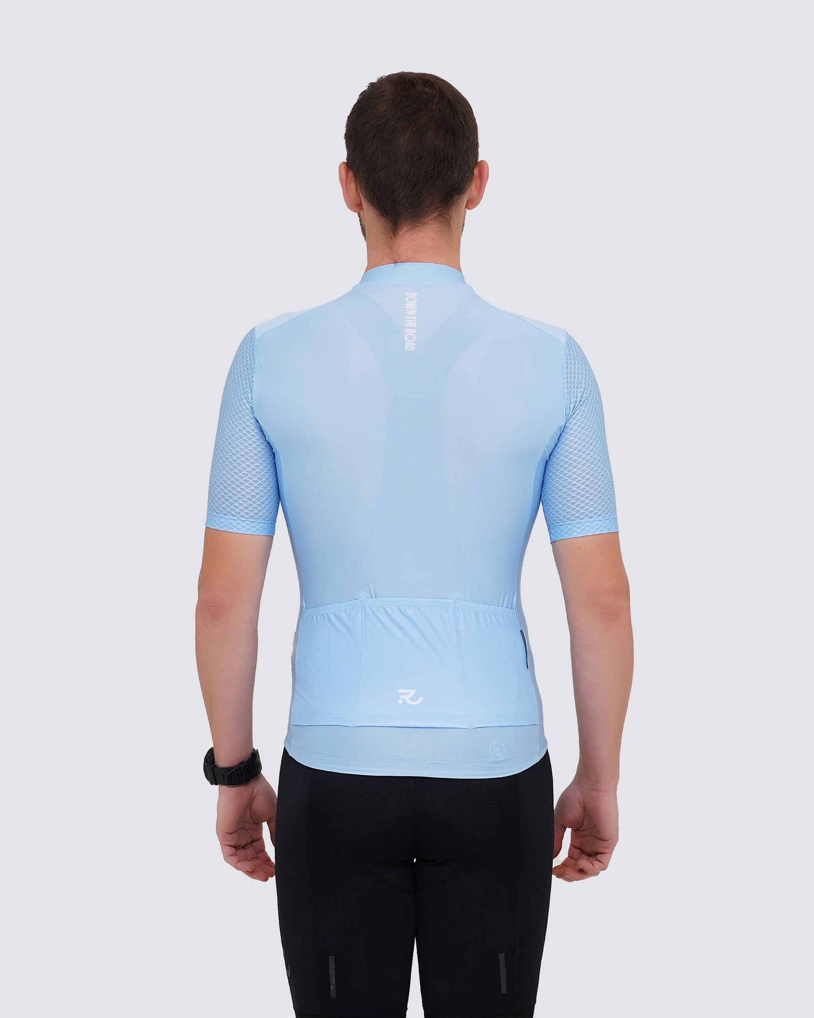 nature blue cycling jersey men back view