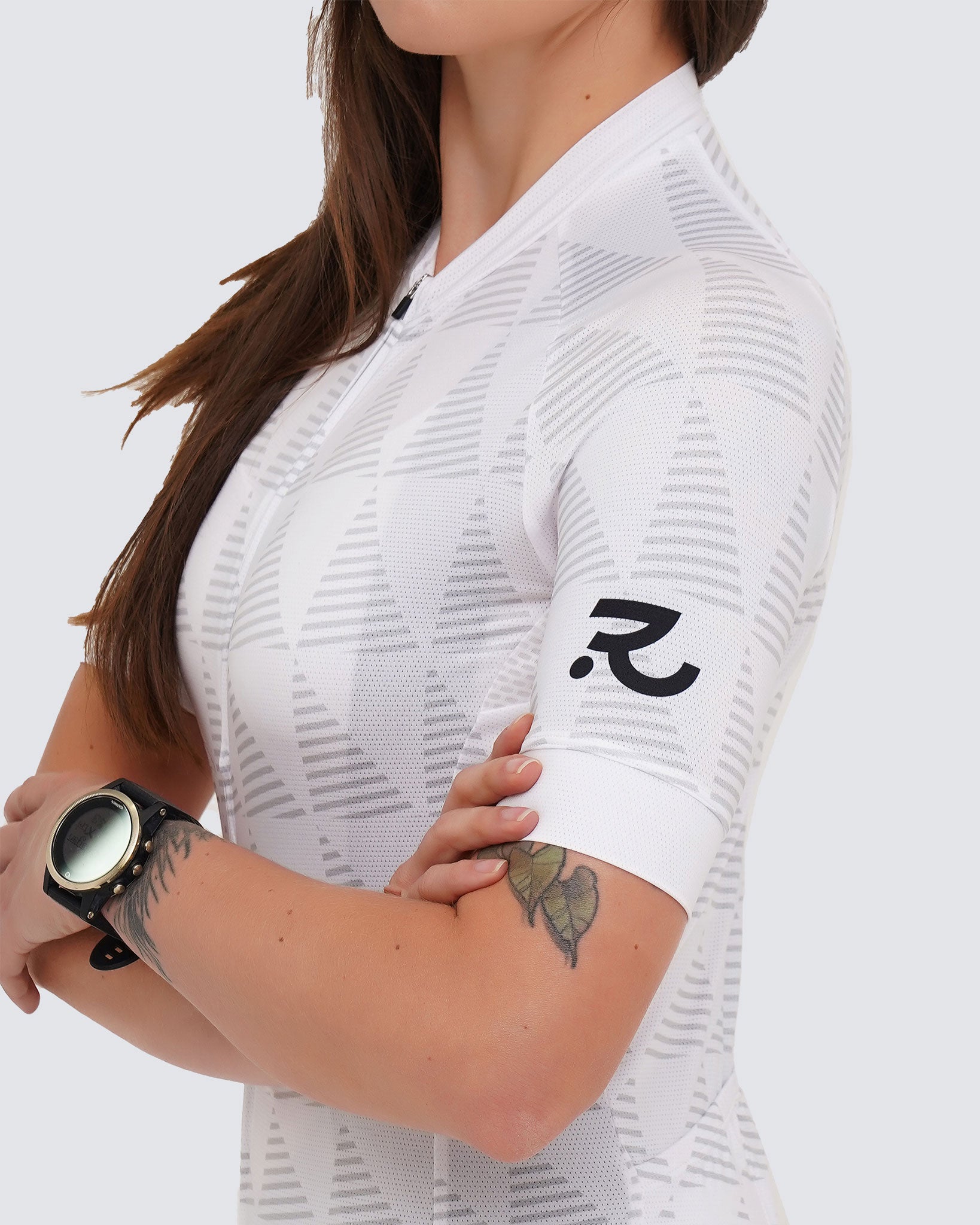 classy white jersey sleeve close up